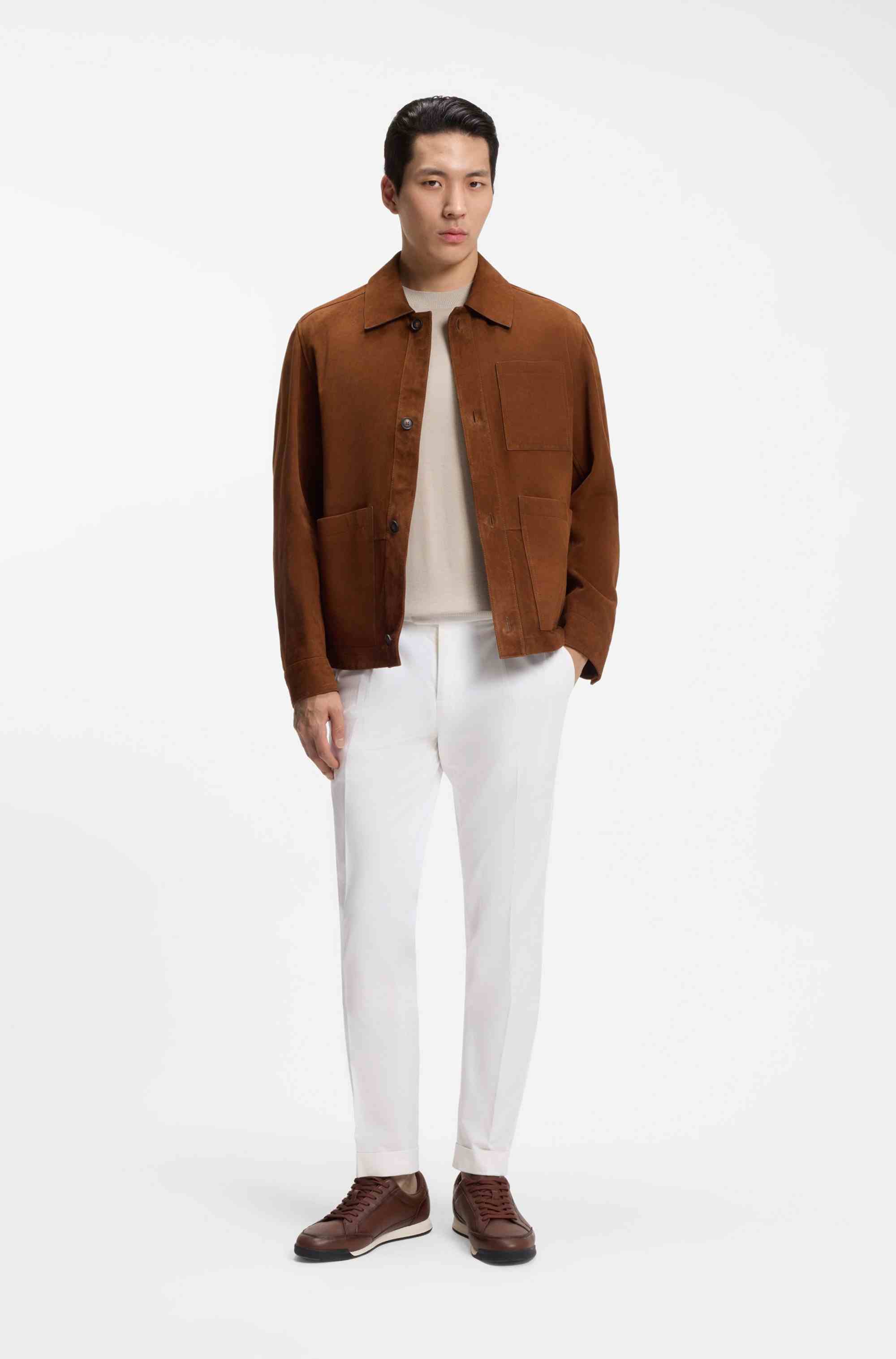 Slim-fit trousers in comfort-stretch cotton