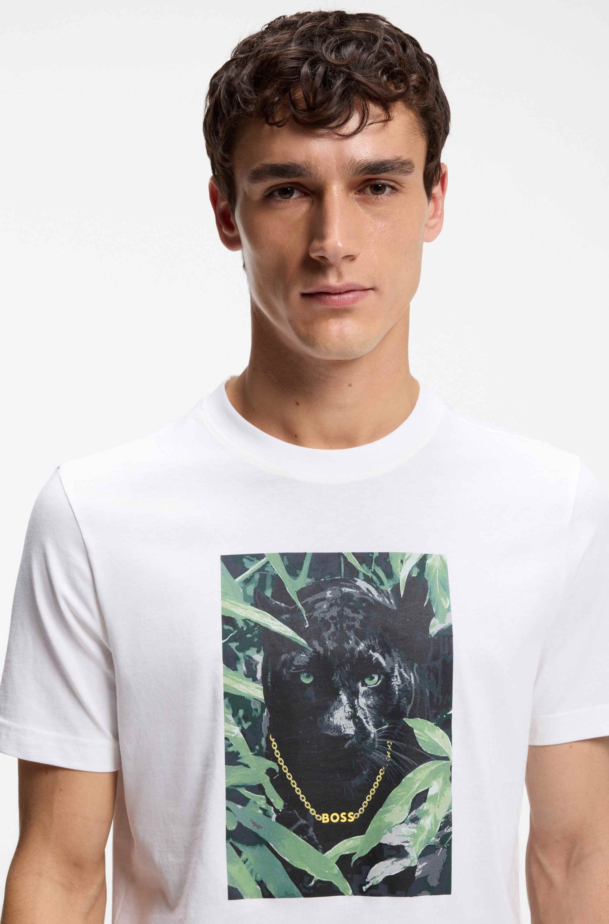 Cotton-jersey T-shirt with animal graphic