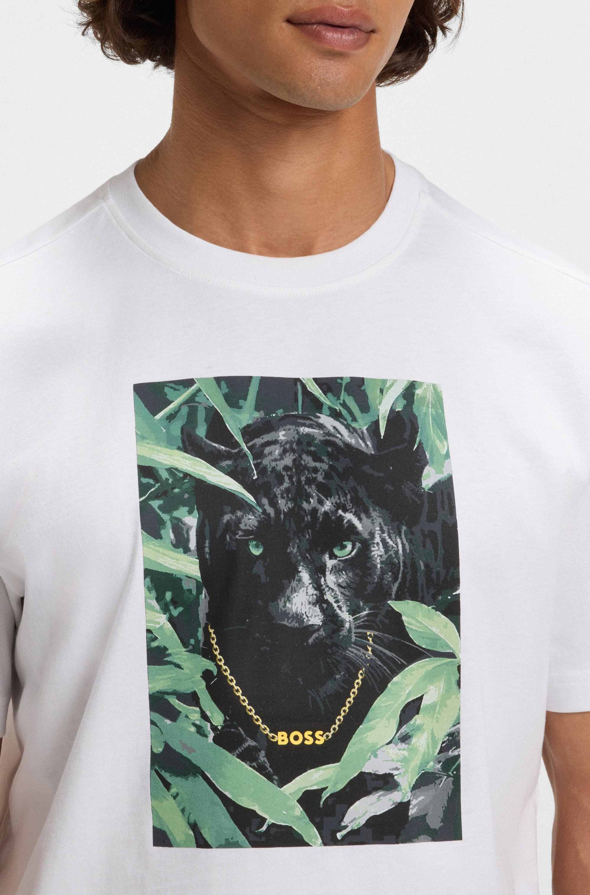 Cotton-jersey T-shirt with animal graphic