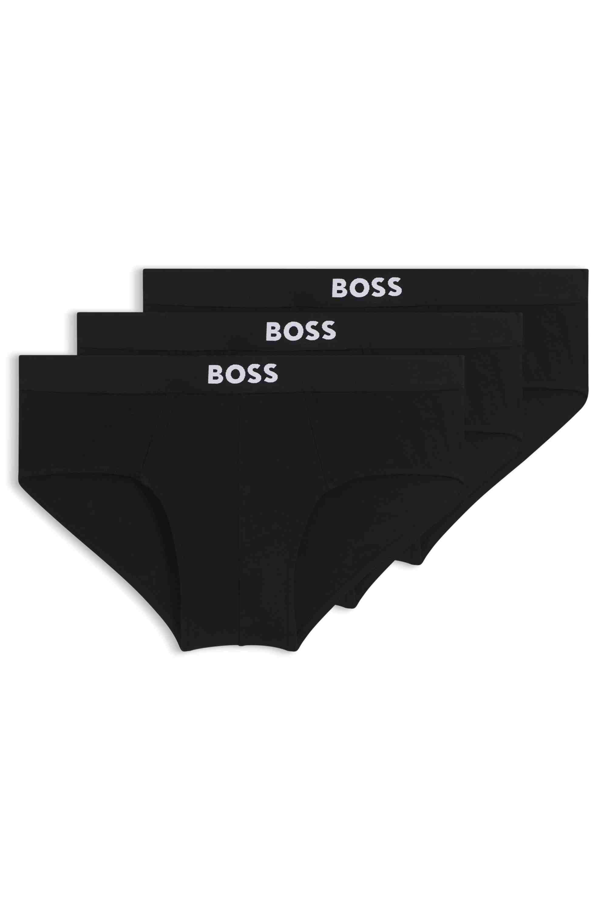 Three-pack of stretch-cotton briefs with logo waistbands