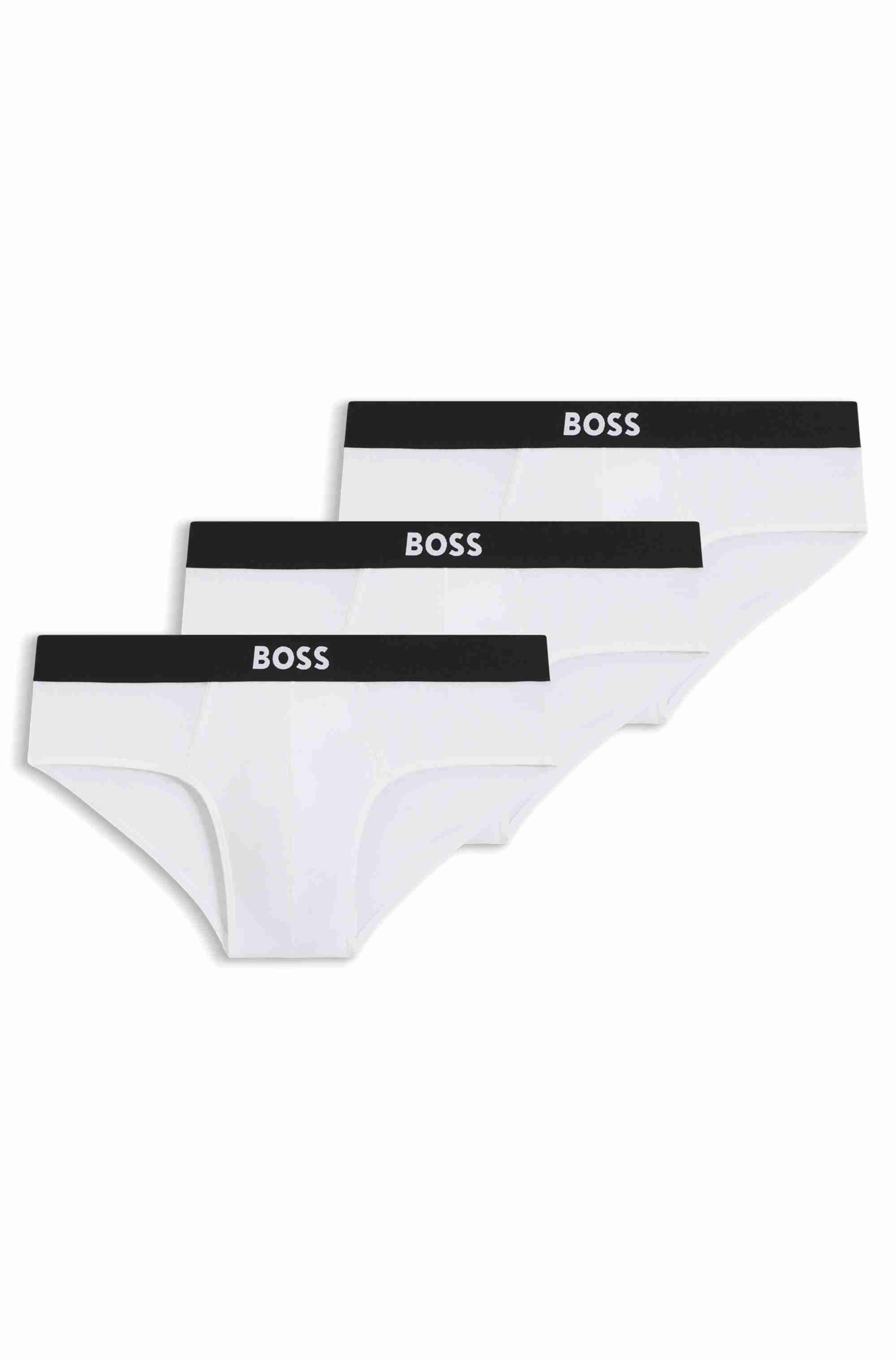 Three-pack of stretch-cotton briefs with logo waistbands