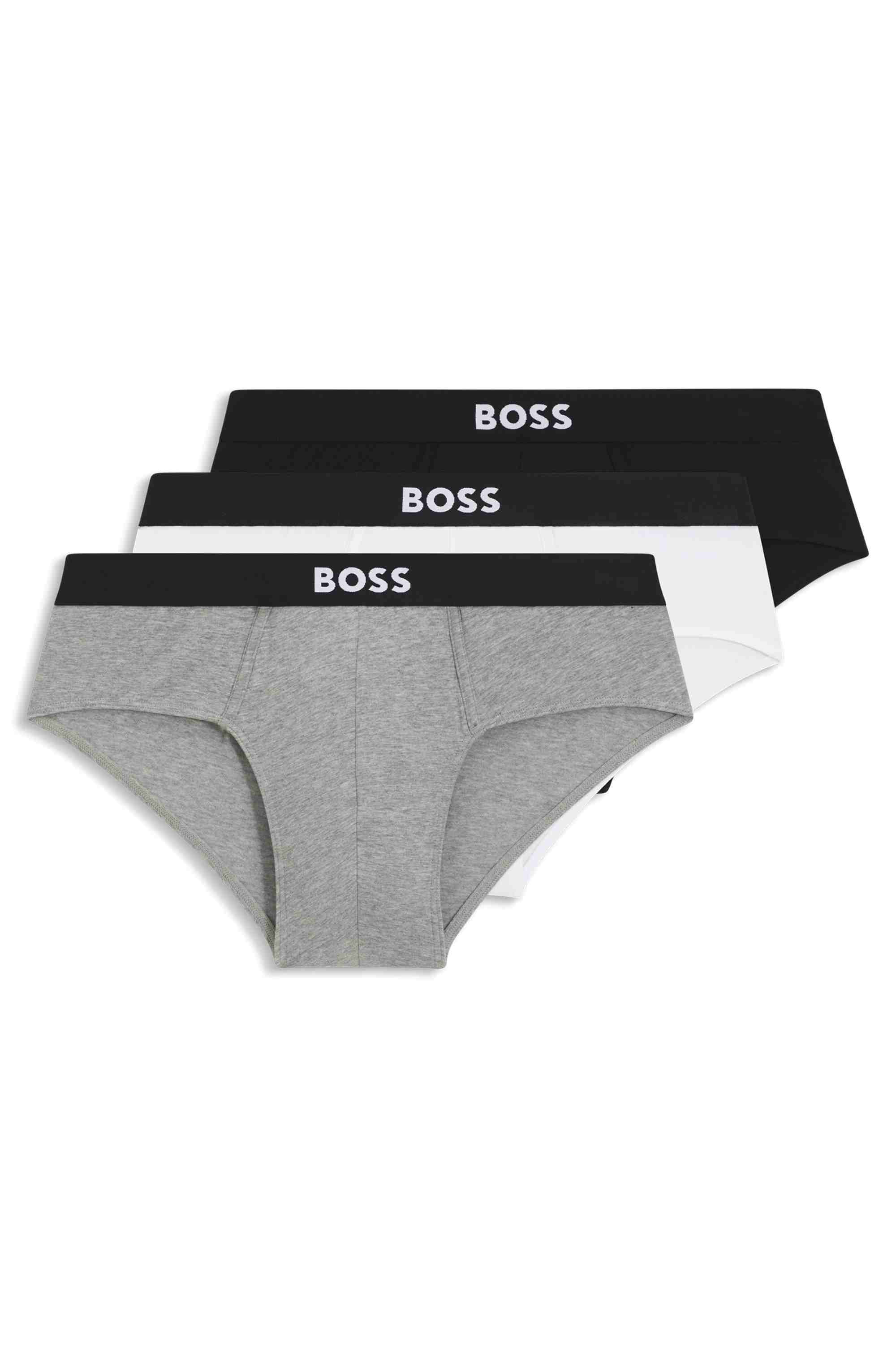Three-pack of stretch-cotton briefs with logo waistbands