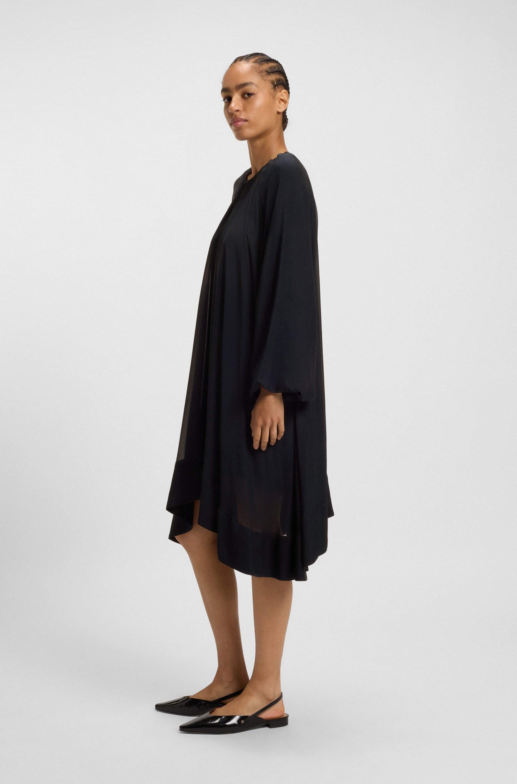 Two-layered relaxed-fit dress in silk chiffon