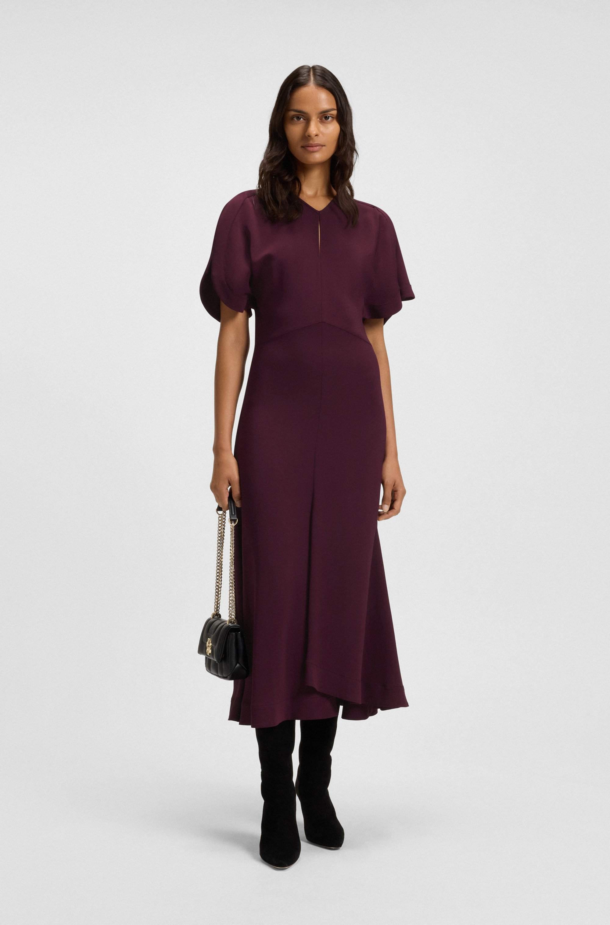 Keyhole-neckline dress in soft crepe