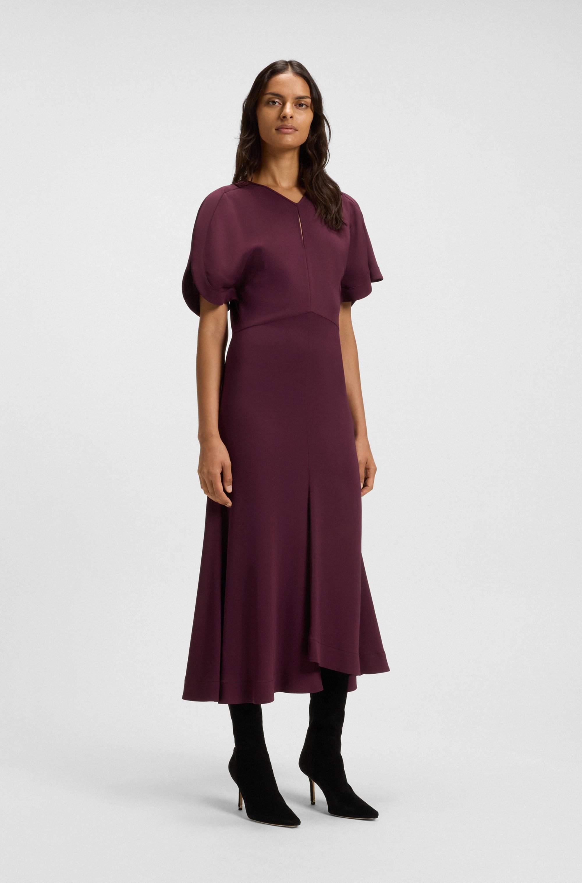 Keyhole-neckline dress in soft crepe
