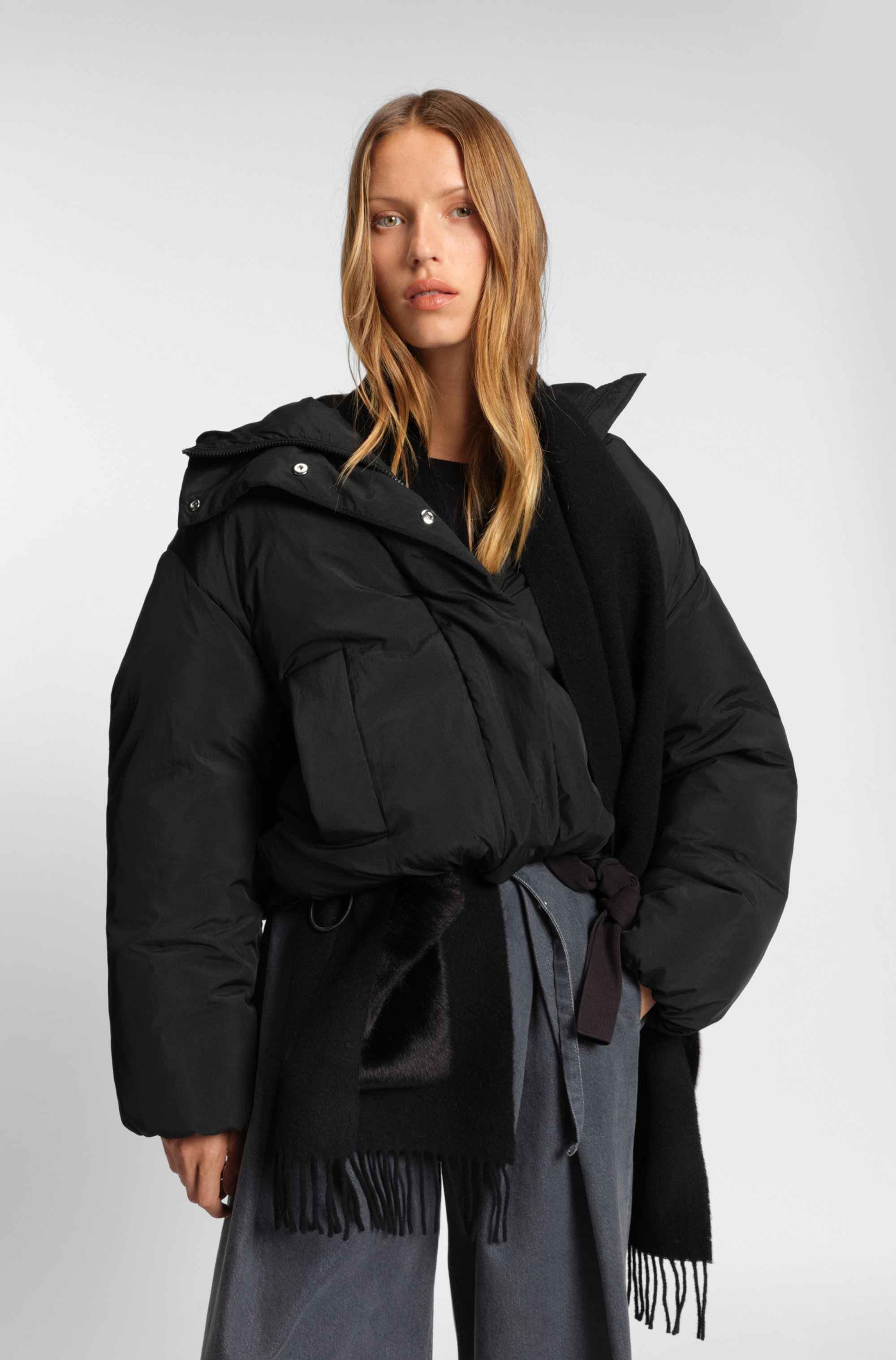 Regular-fit jacket in crinkle fabric