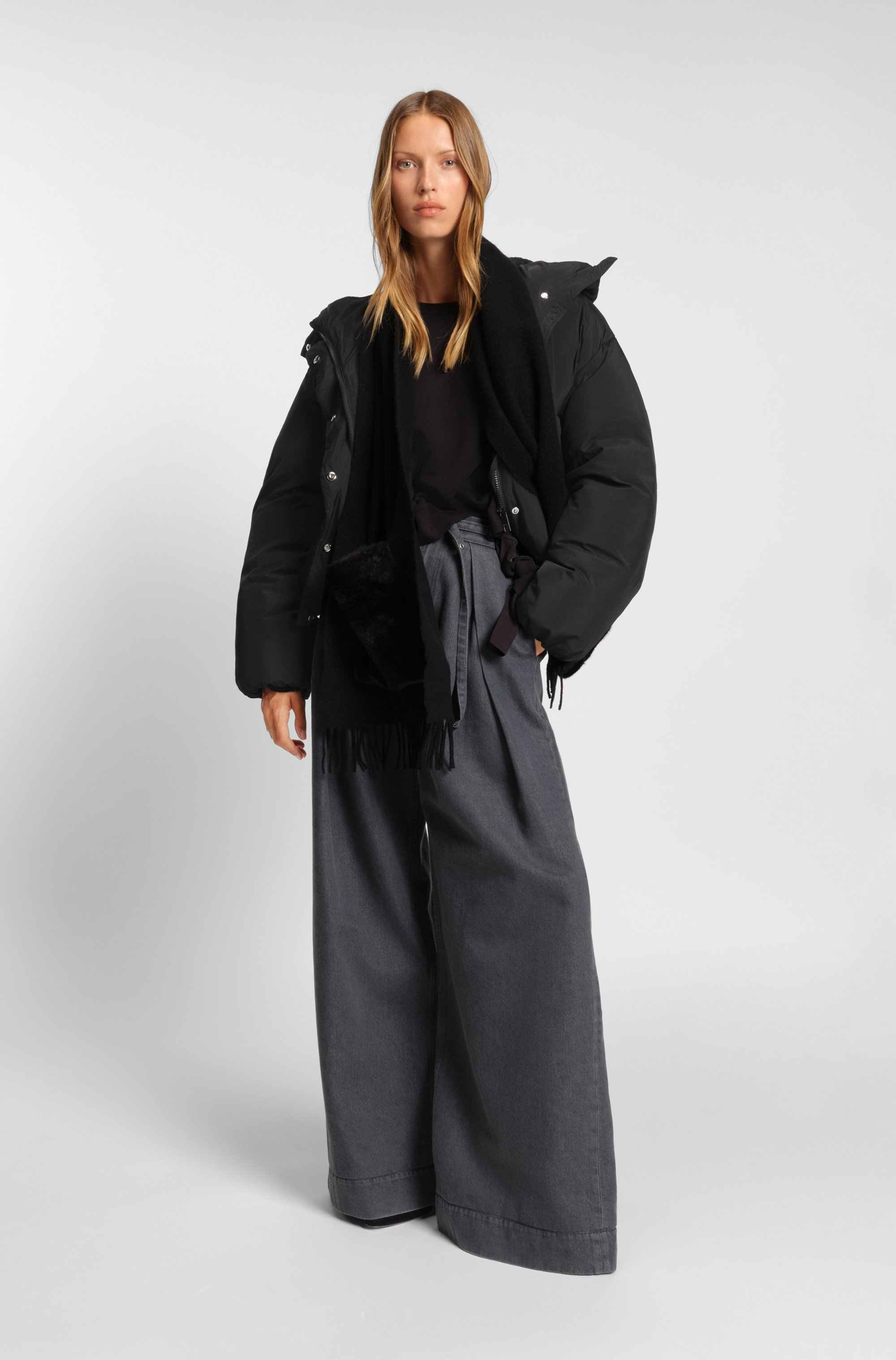 Regular-fit jacket in crinkle fabric