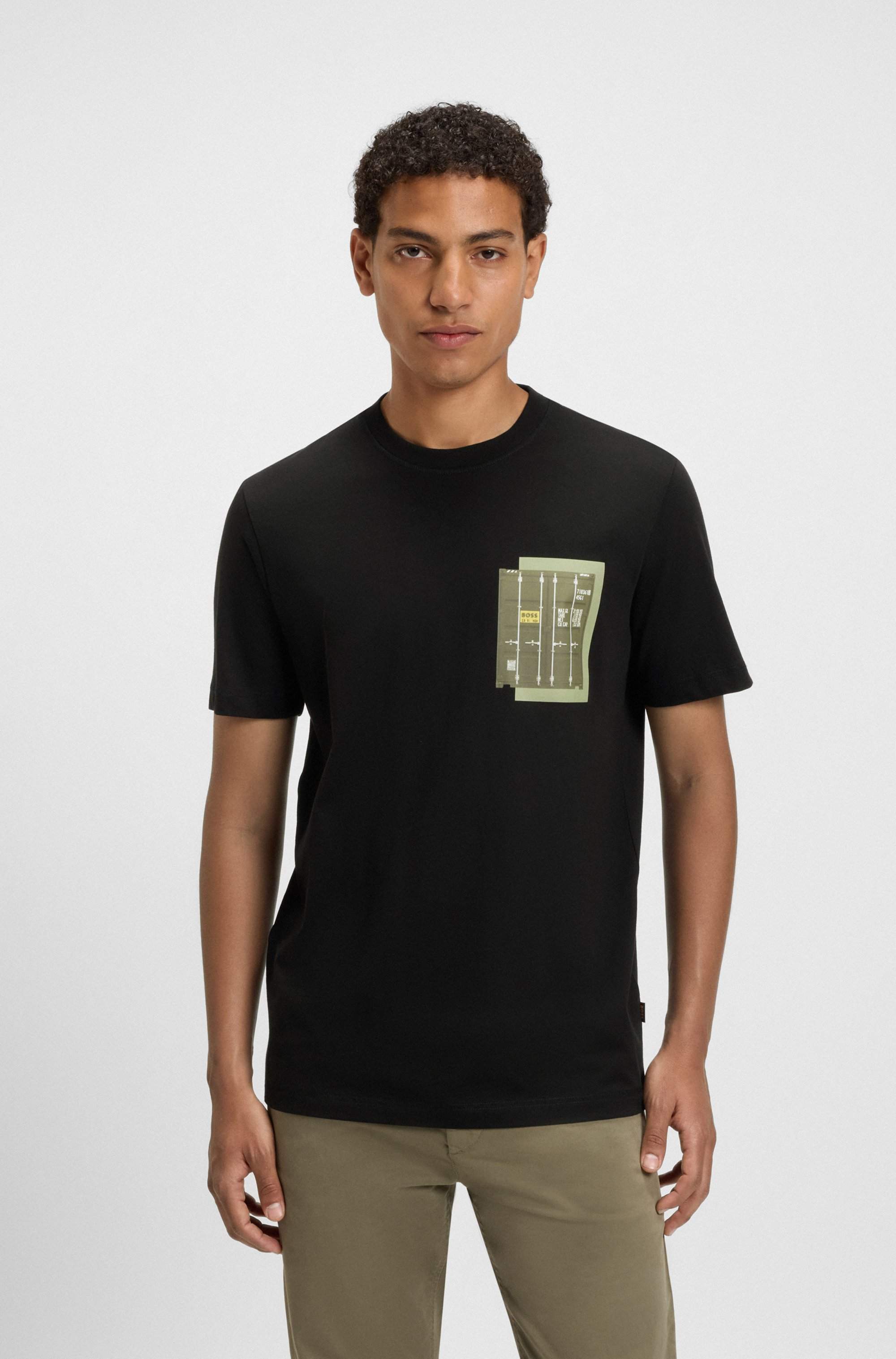 Cotton-jersey T-shirt with logo artwork