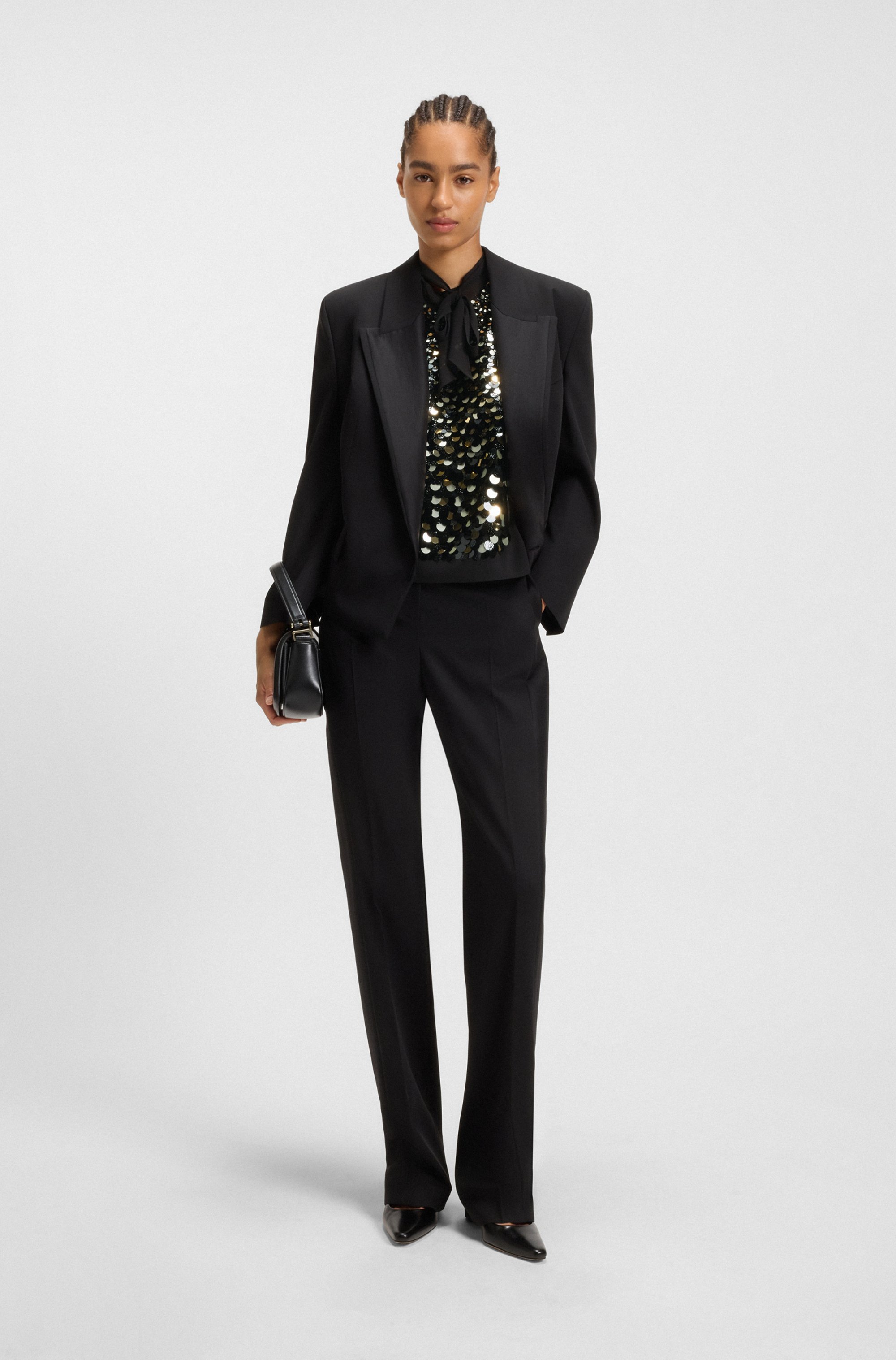 Regular-fit blouse with sequin embellishments