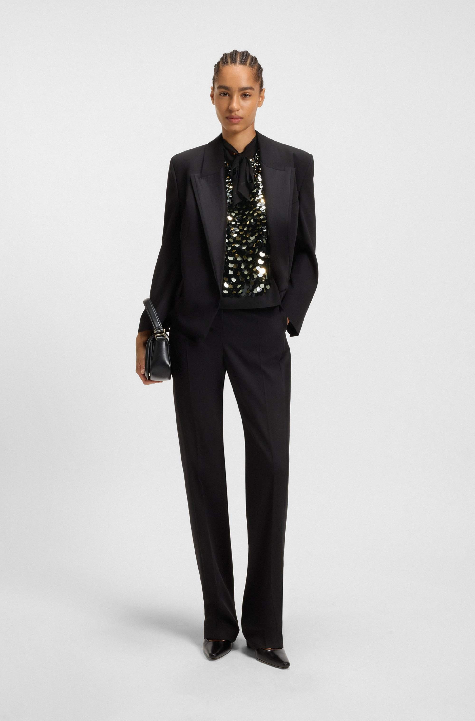 Regular-fit blouse with sequin embellishments