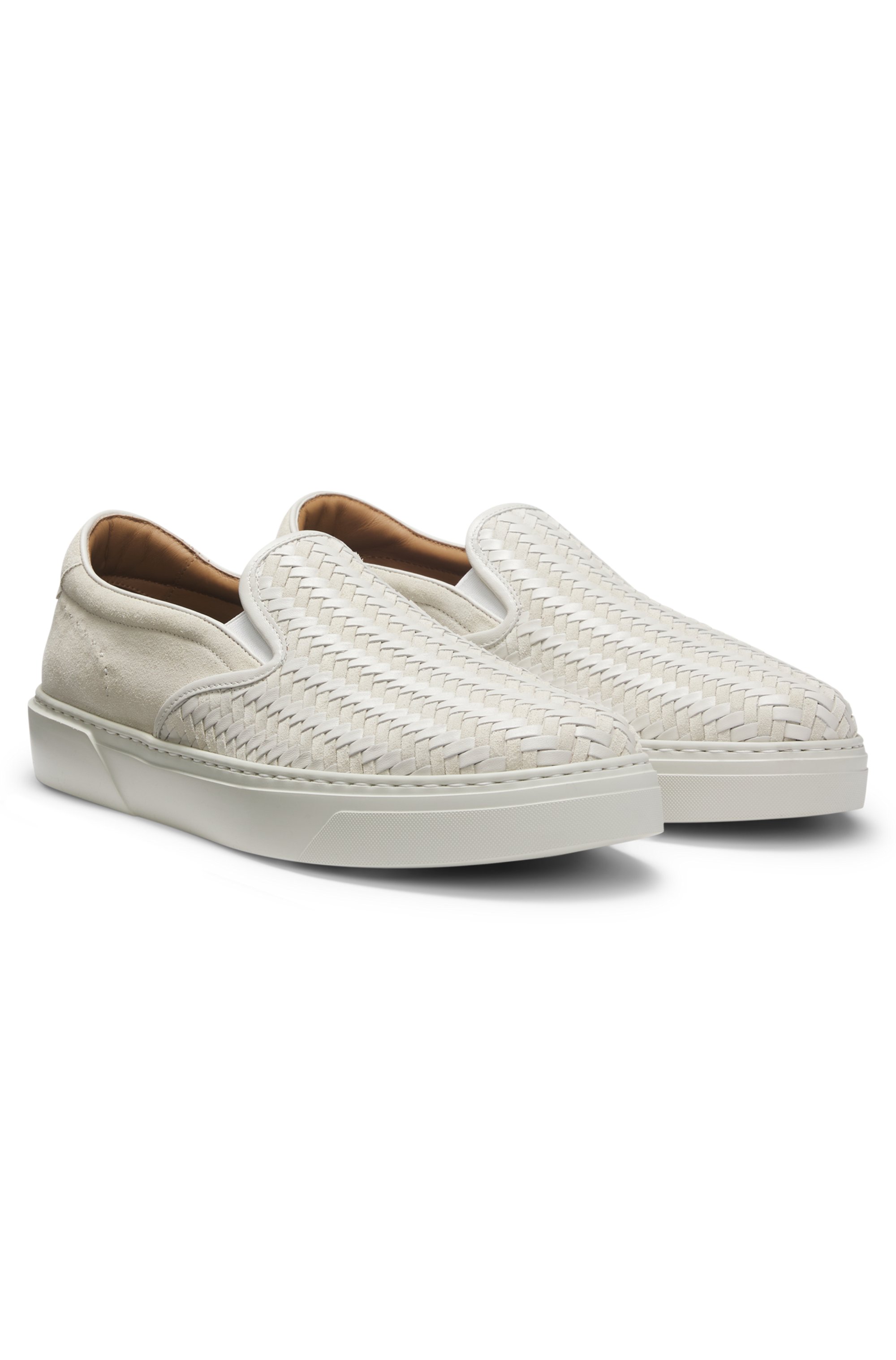 Gary slip-on trainers with woven and plain suede