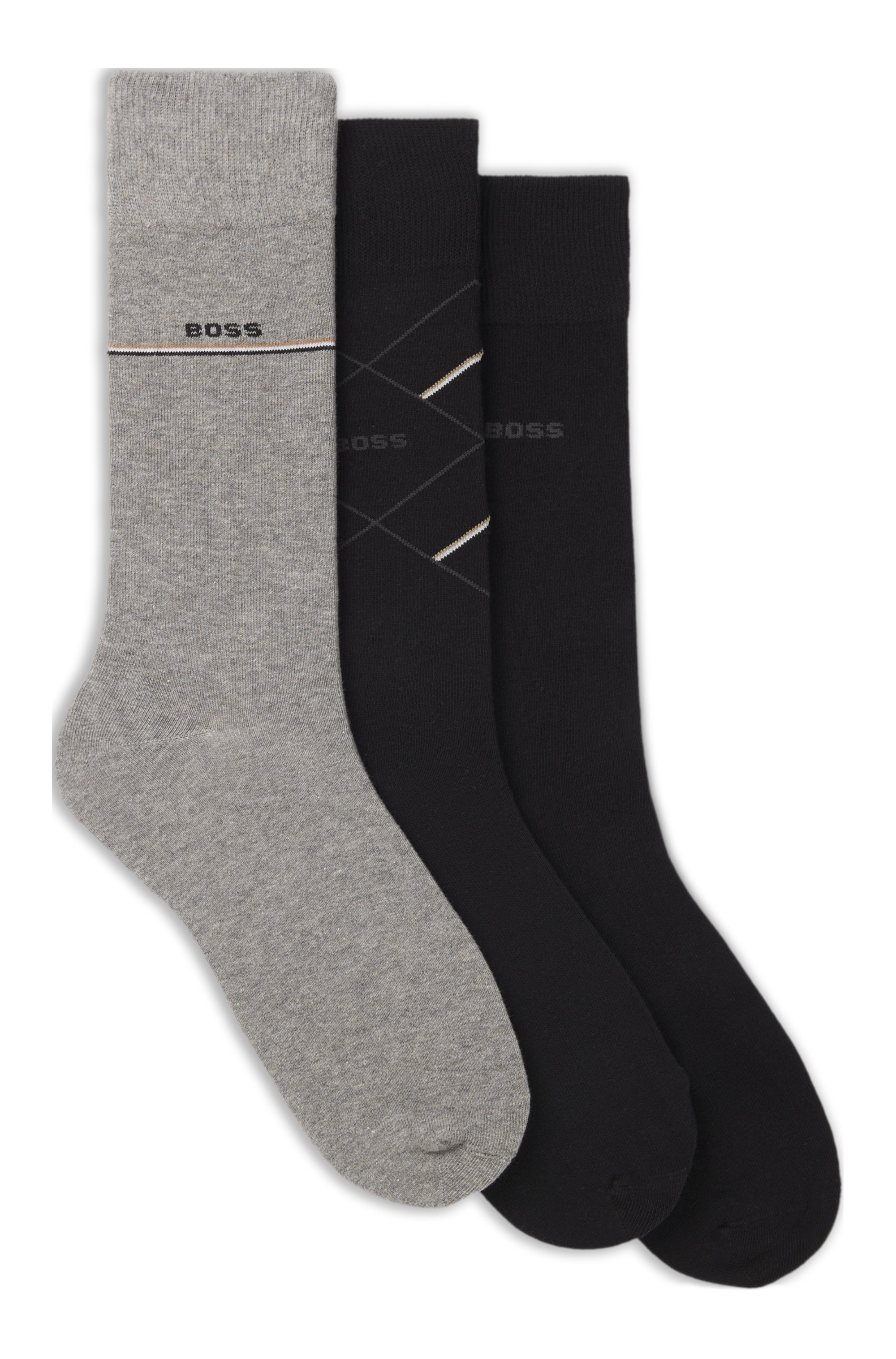 Three-pack of regular-length socks with logos