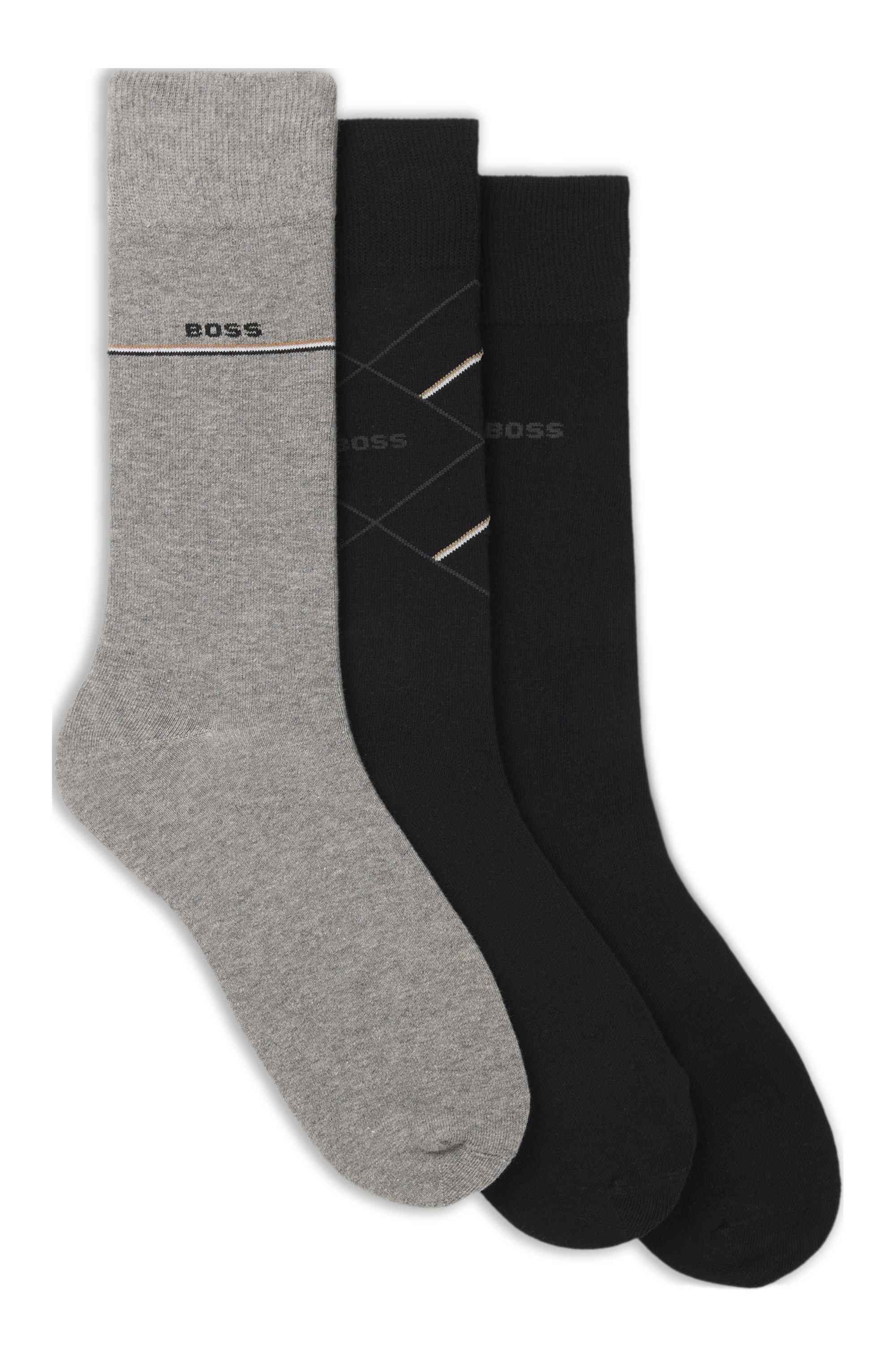 Three-pack of regular-length socks with logos