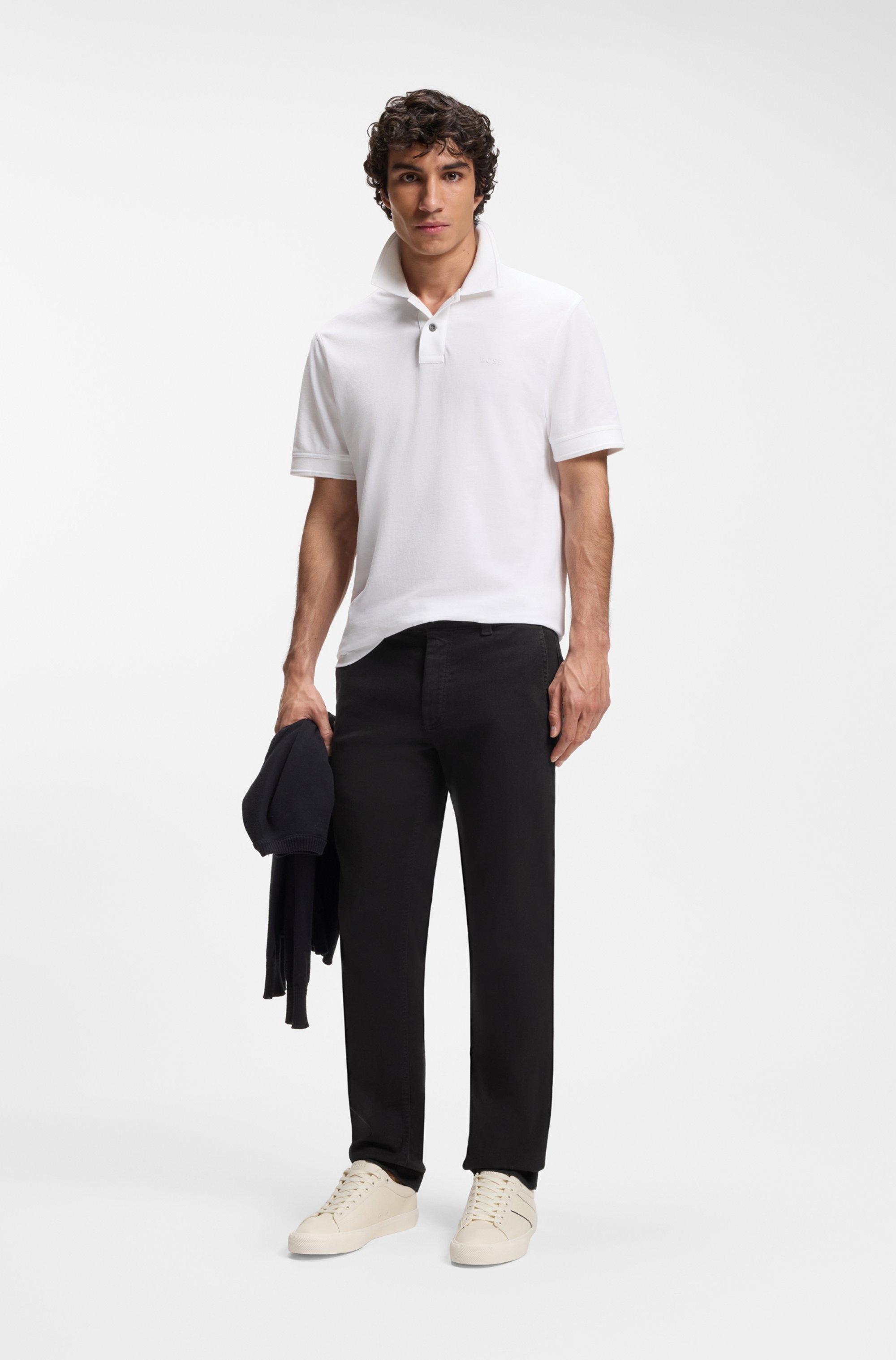 Chinos in soft-motion cotton-blend denim