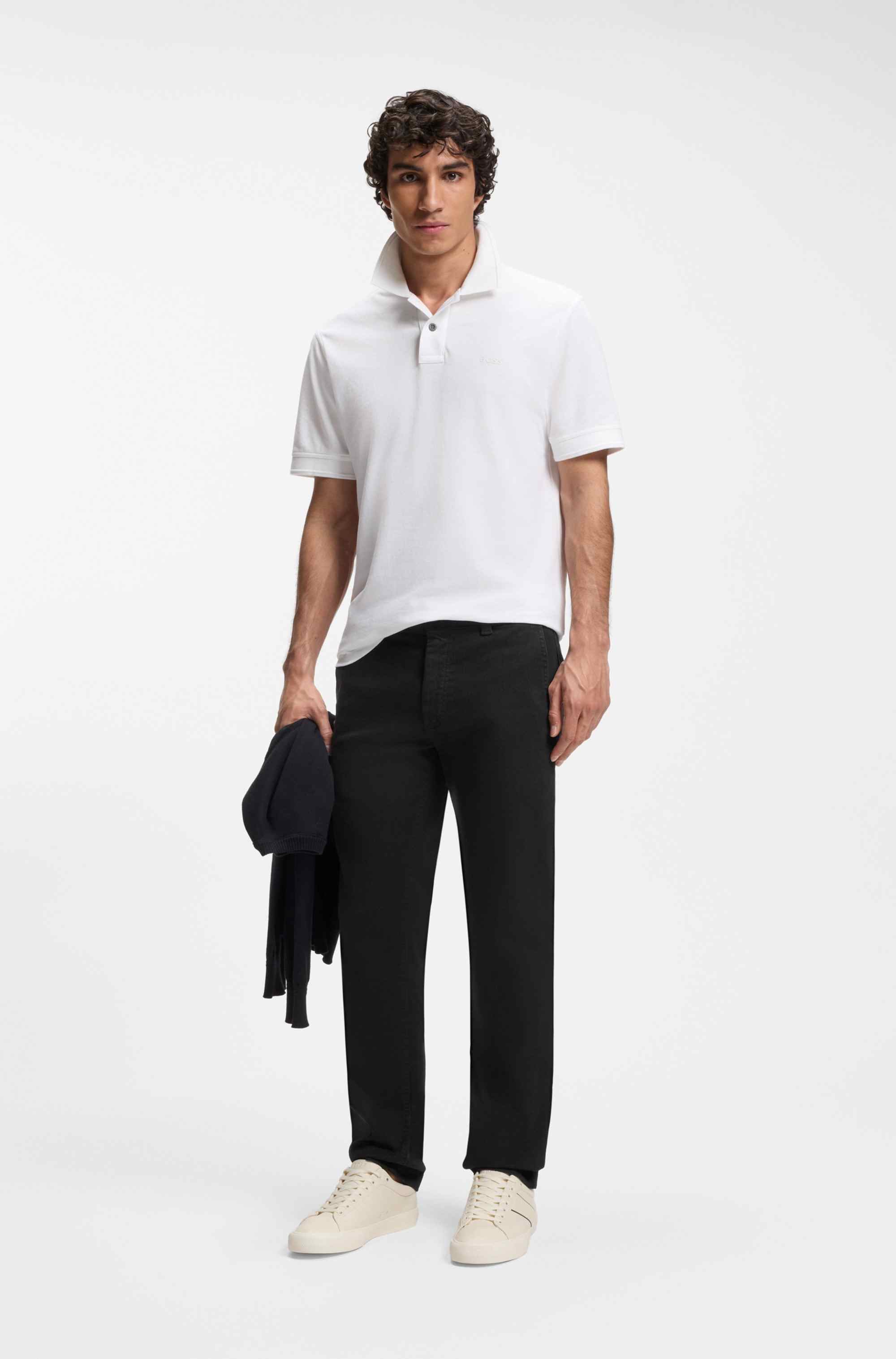 Chinos in soft-motion cotton-blend denim