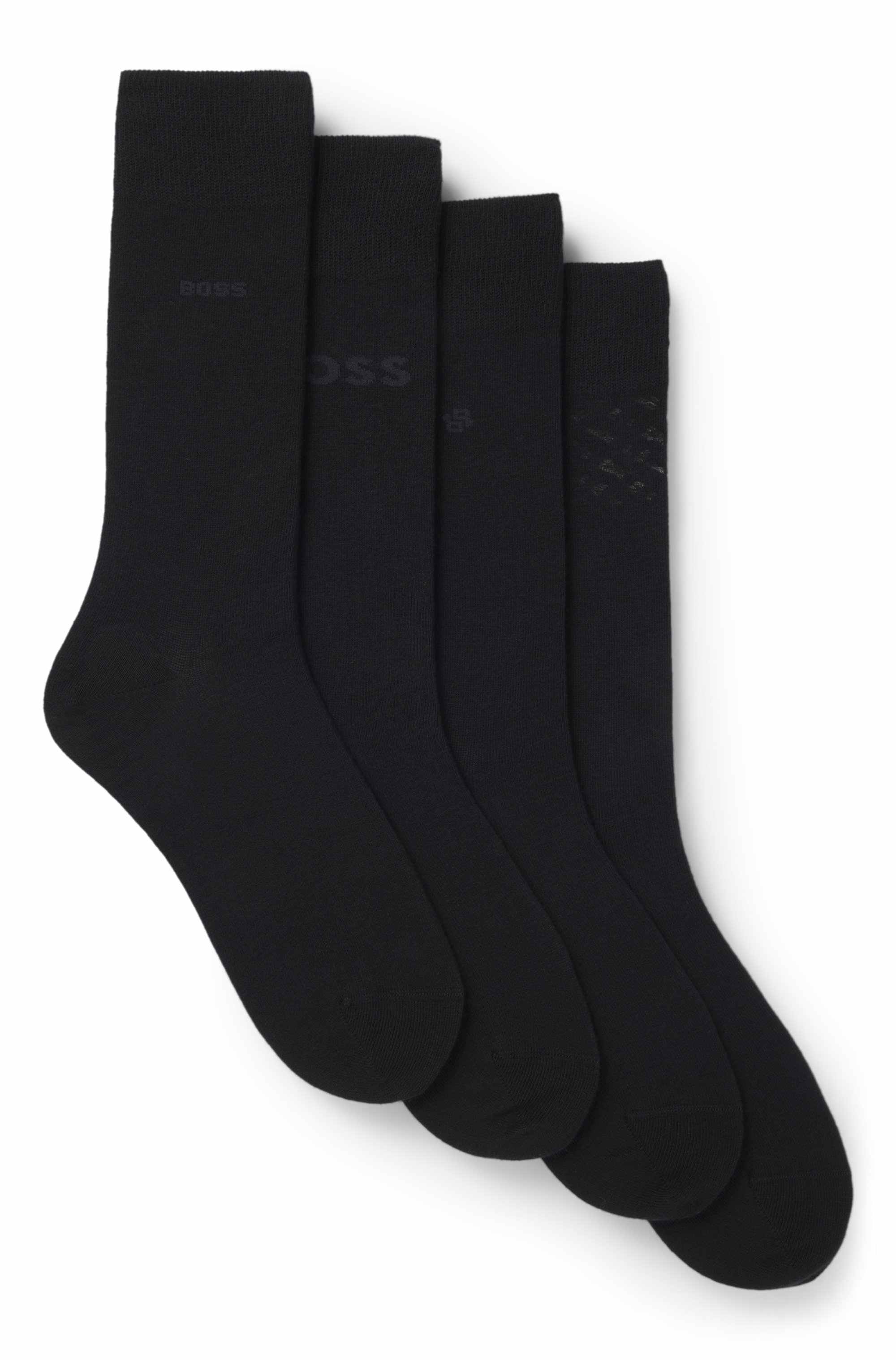 Four-pack of regular-length socks with branding