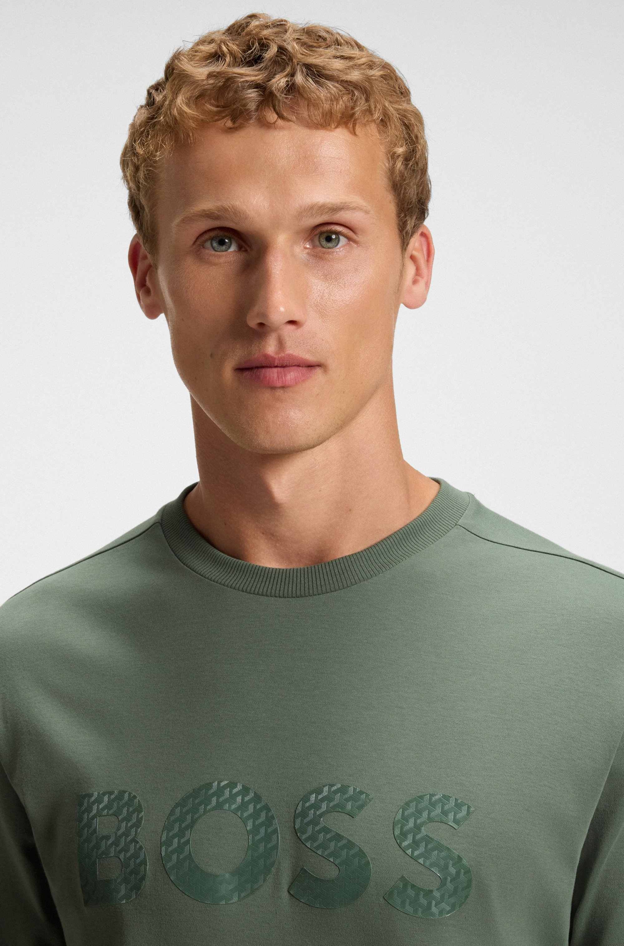 Cotton-jersey T-shirt with structured logo