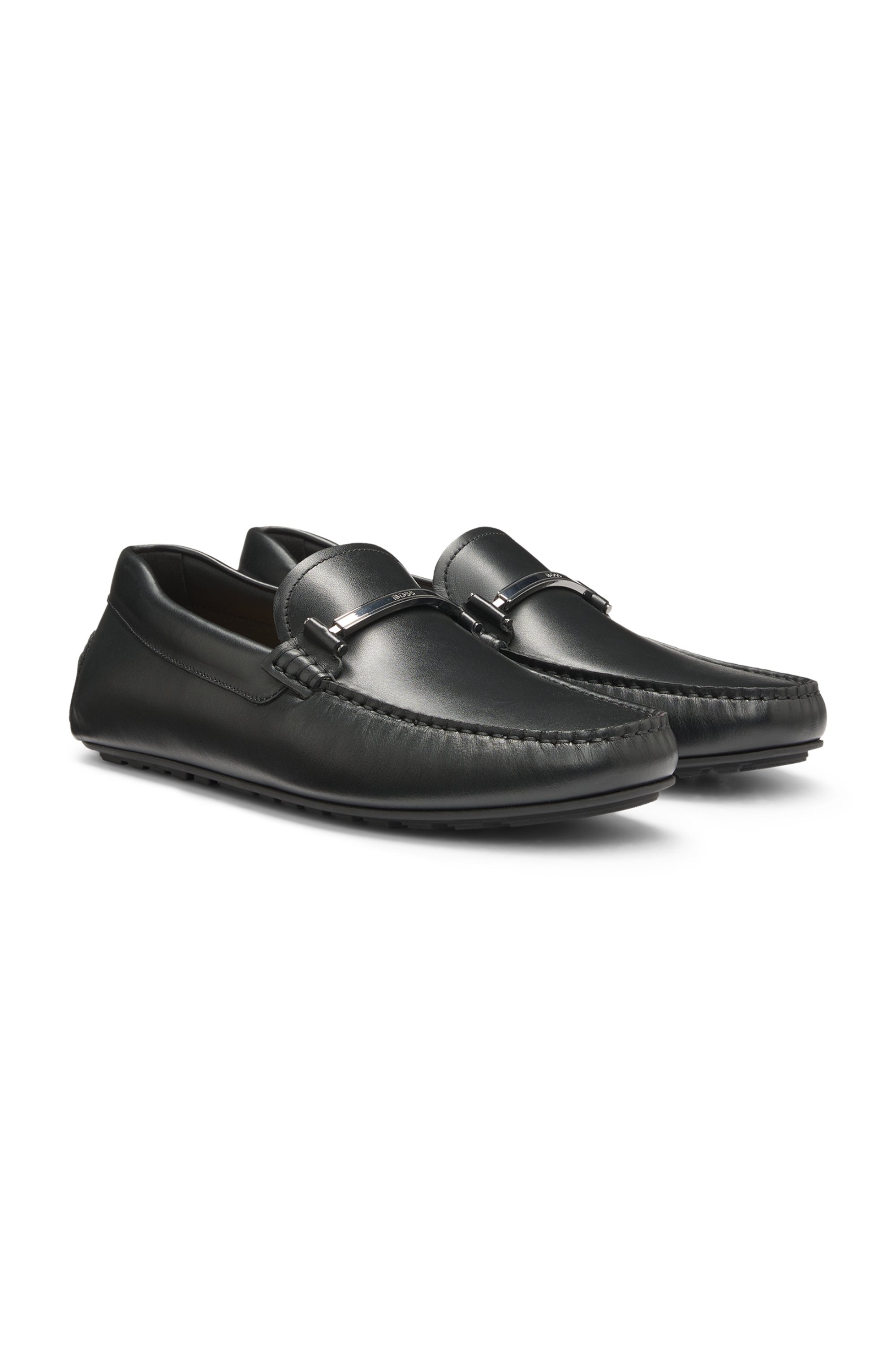 Leather loafers with branded hardware