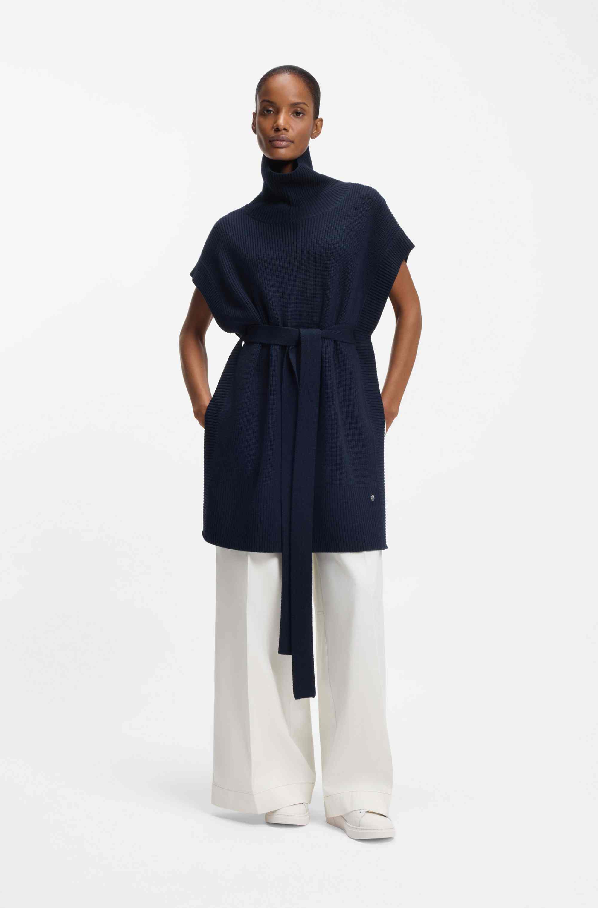 Leather trainers with embossed logos