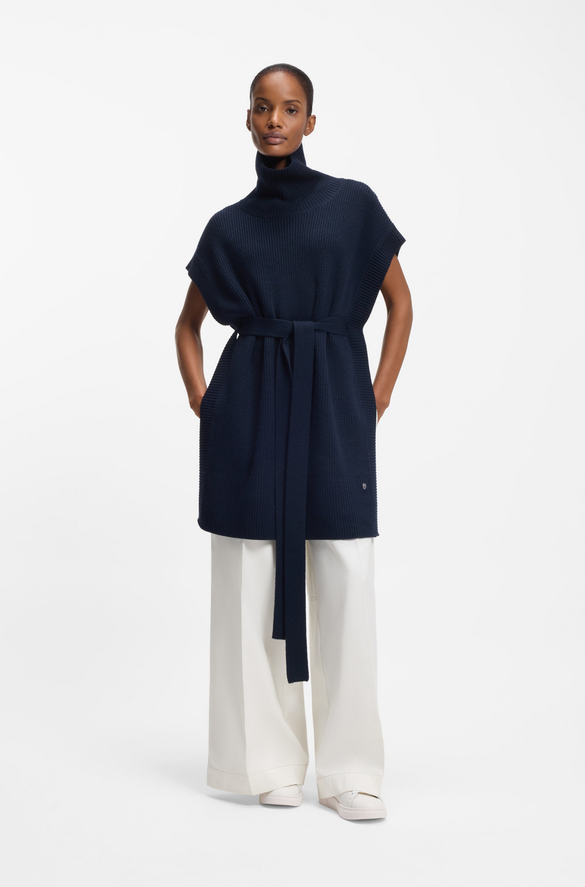 Leather trainers with embossed logos