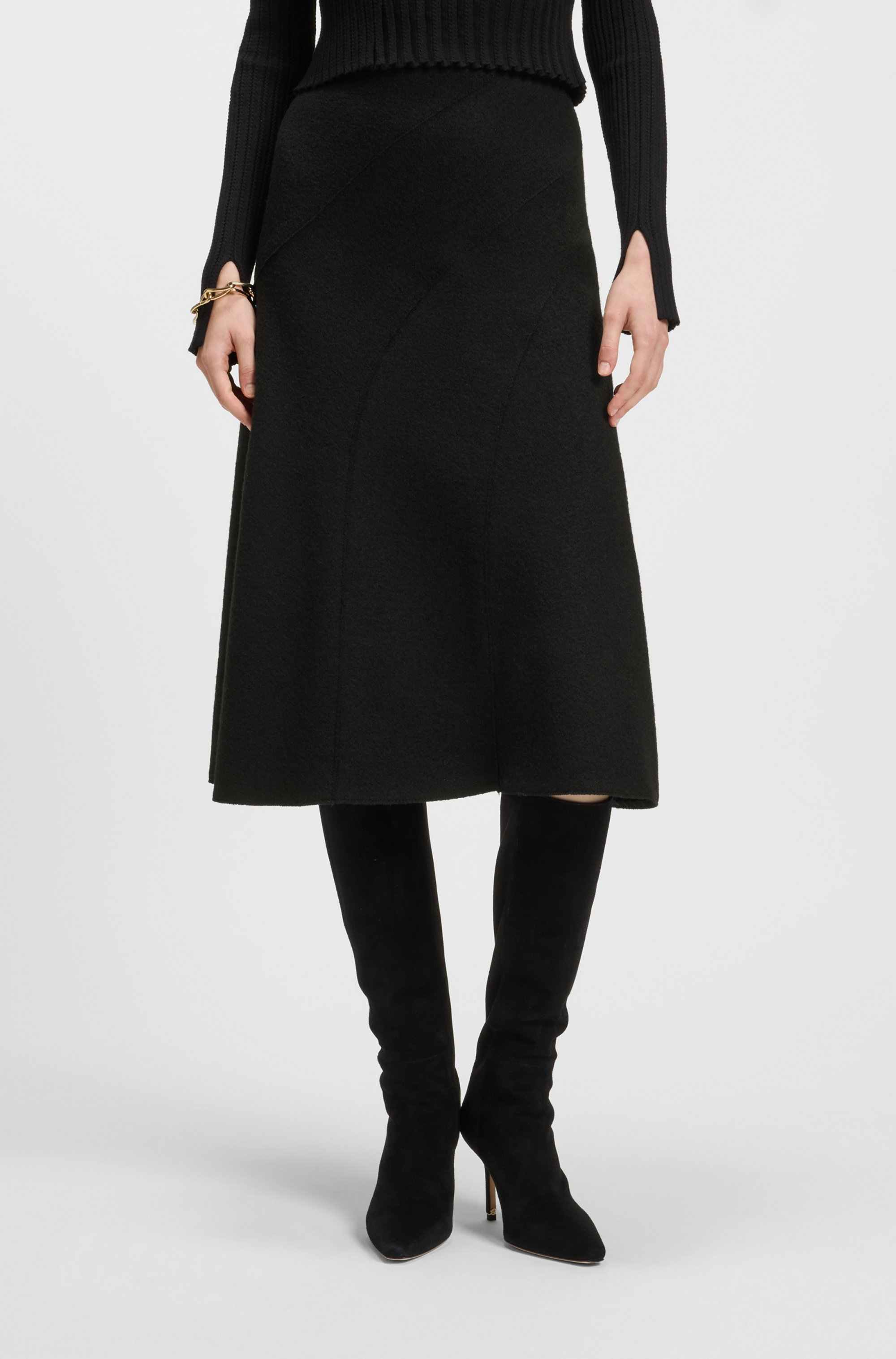 A-line skirt in boiled wool