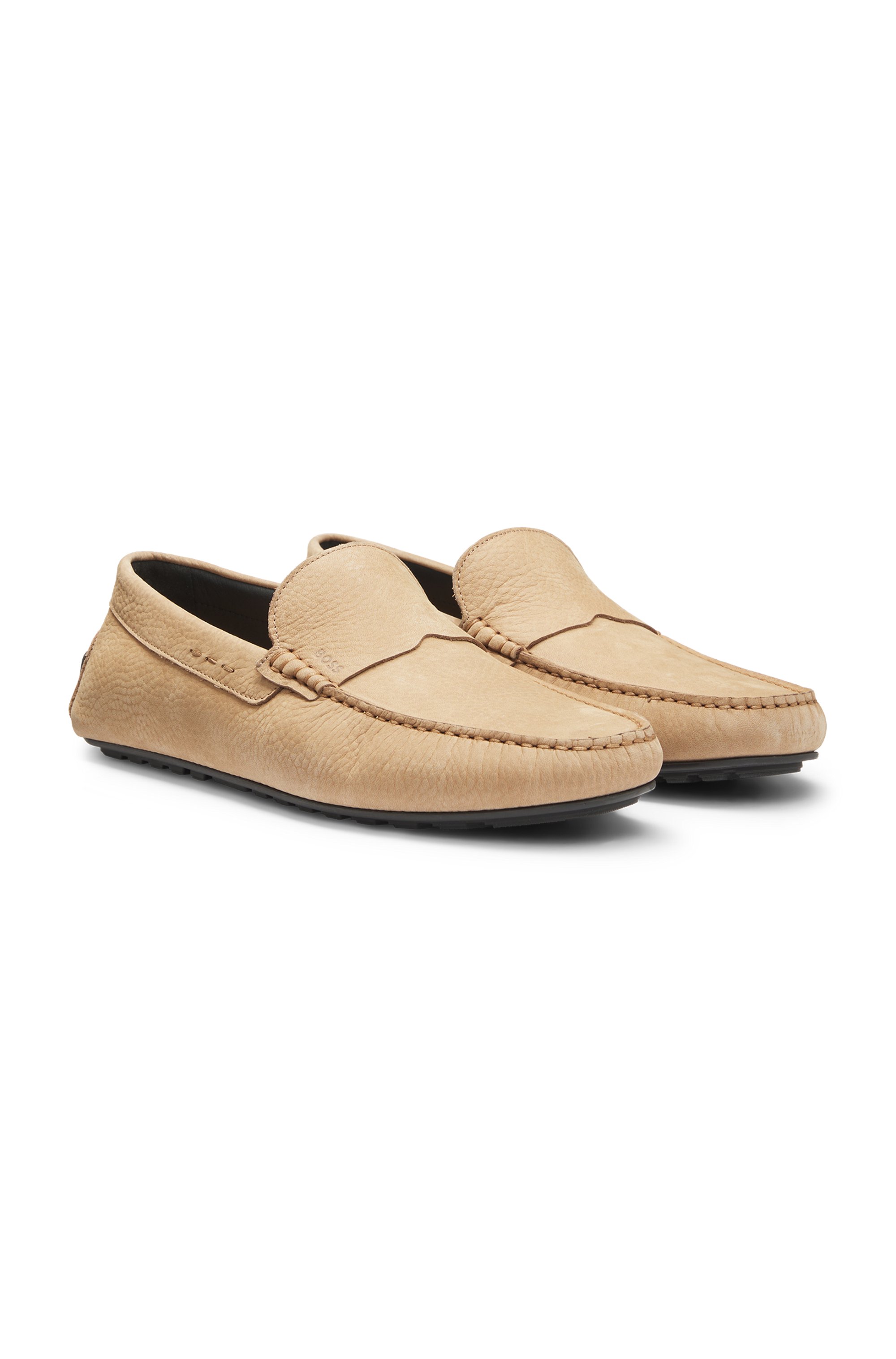 Nubuck-leather loafers with driver sole