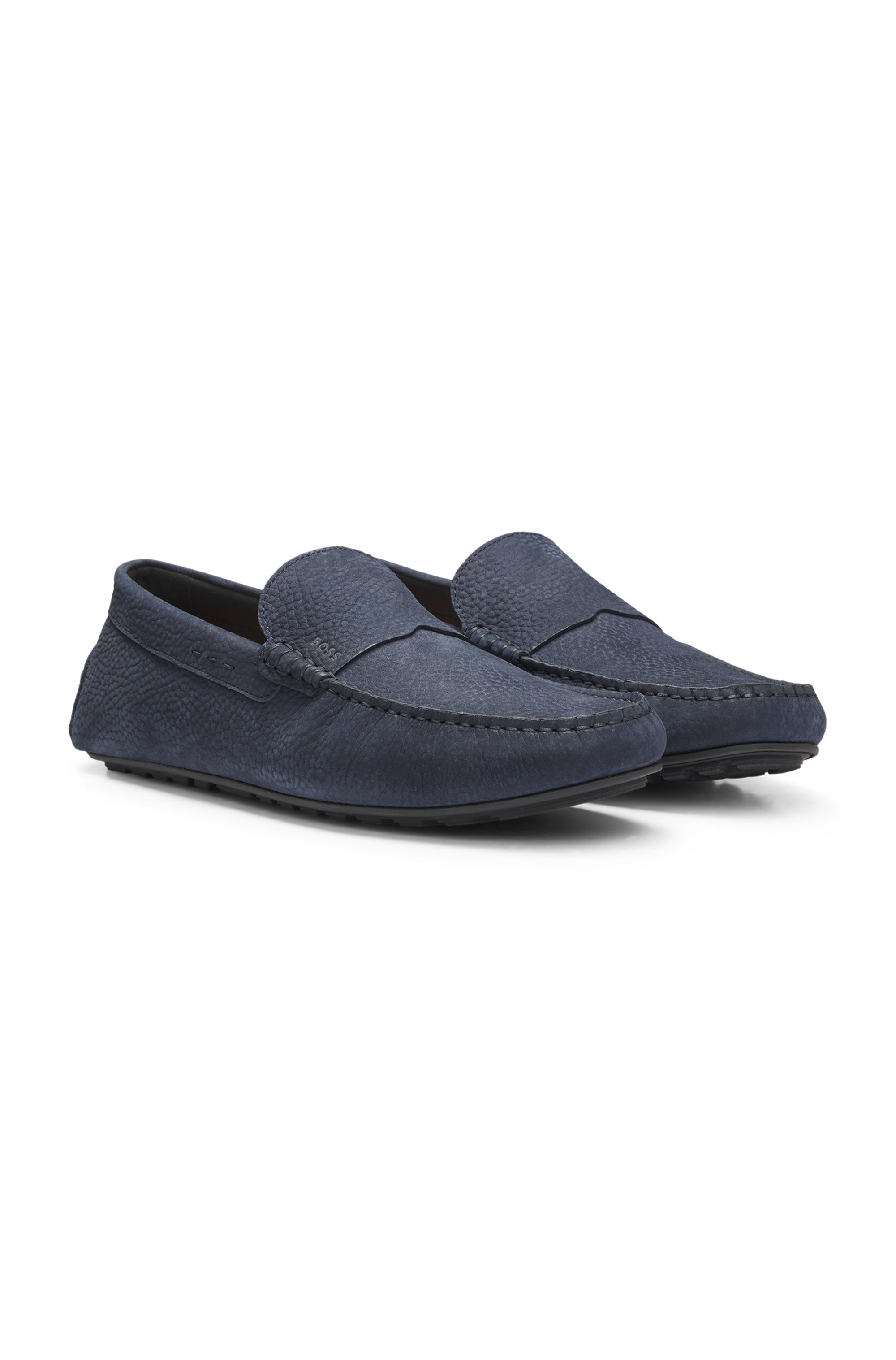 Nubuck-leather loafers with driver sole