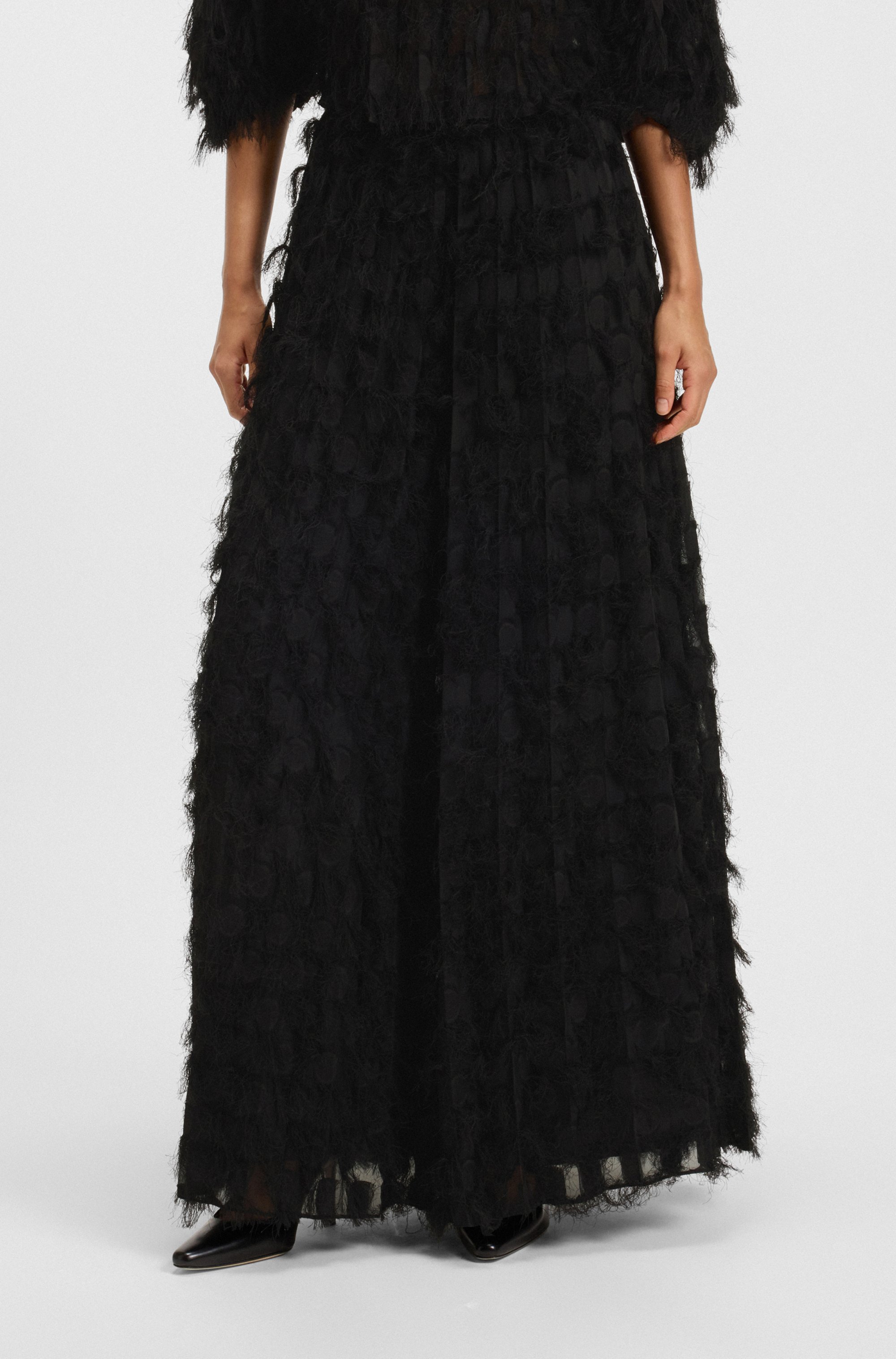Wide-leg trousers in feathery jacquard