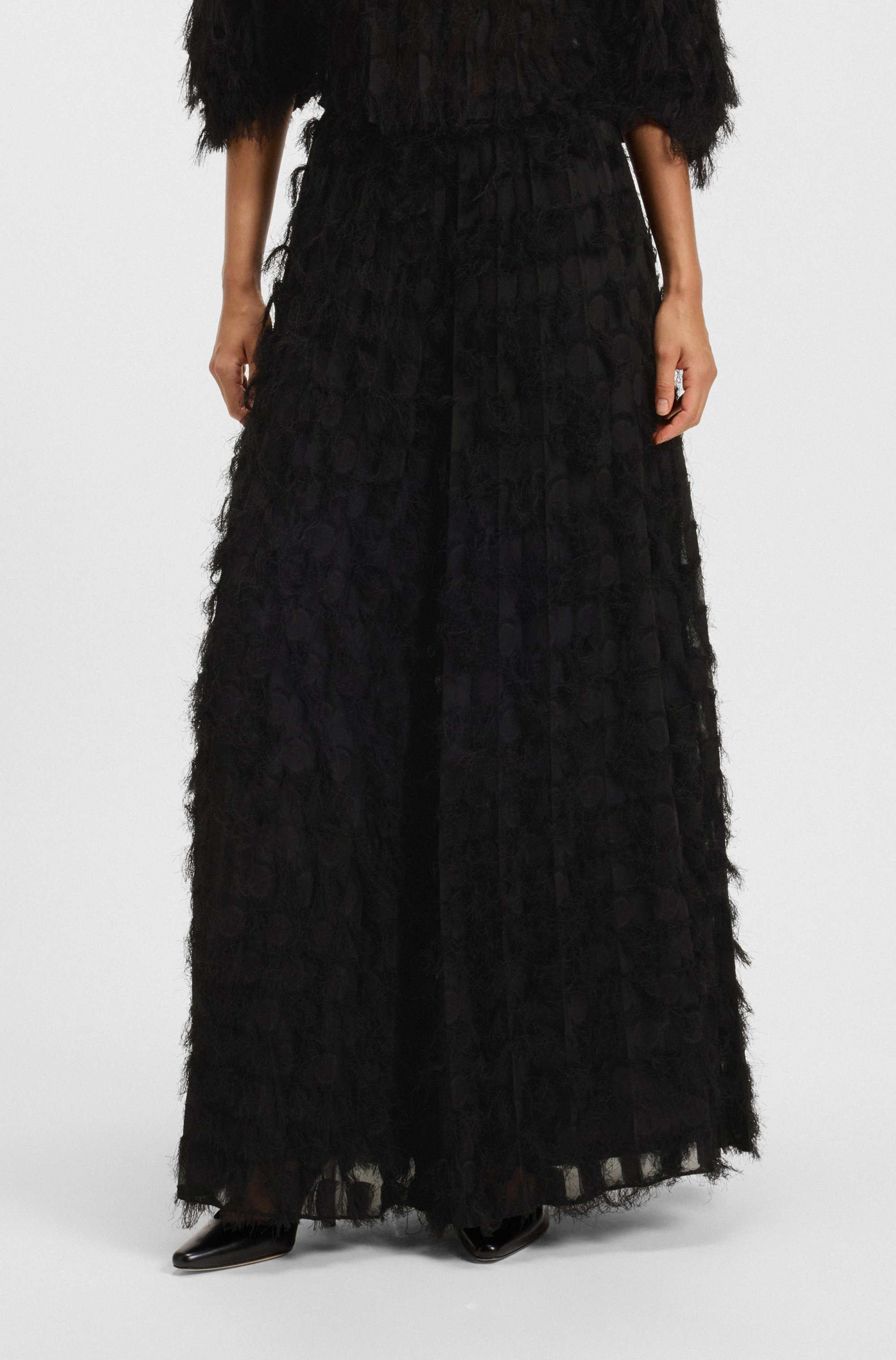 Wide-leg trousers in feathery jacquard