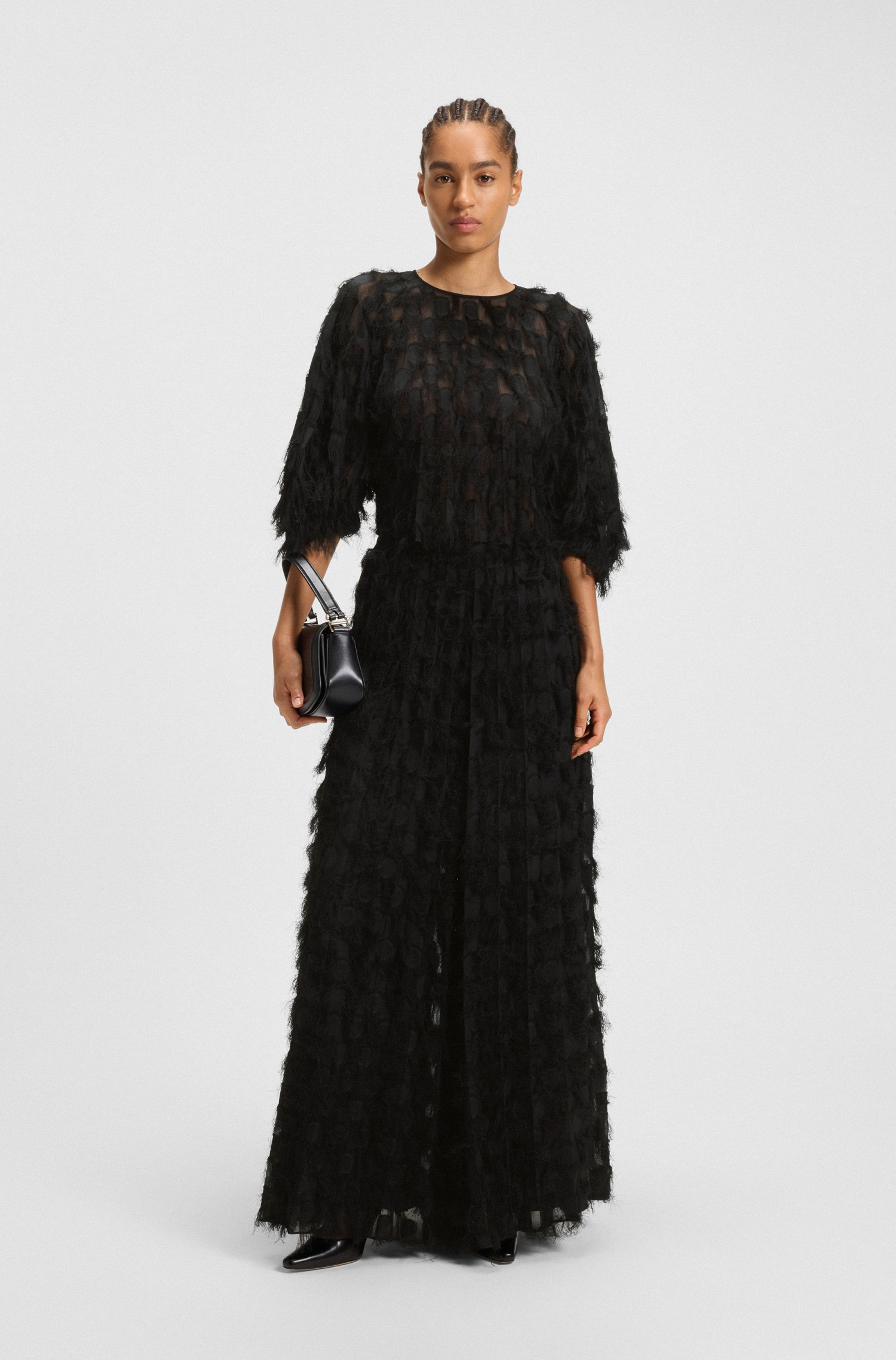 Wide-leg trousers in feathery jacquard