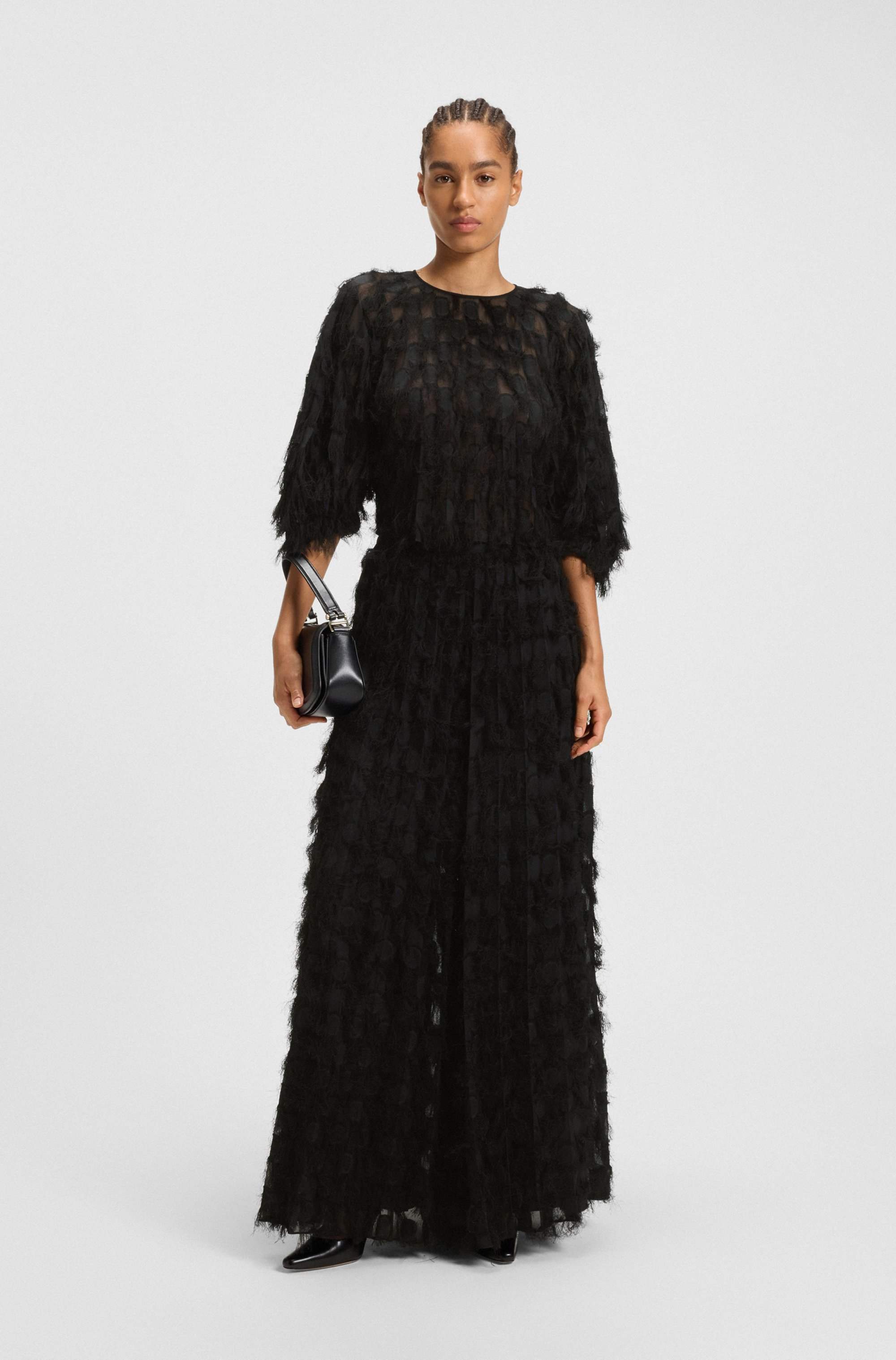 Wide-leg trousers in feathery jacquard