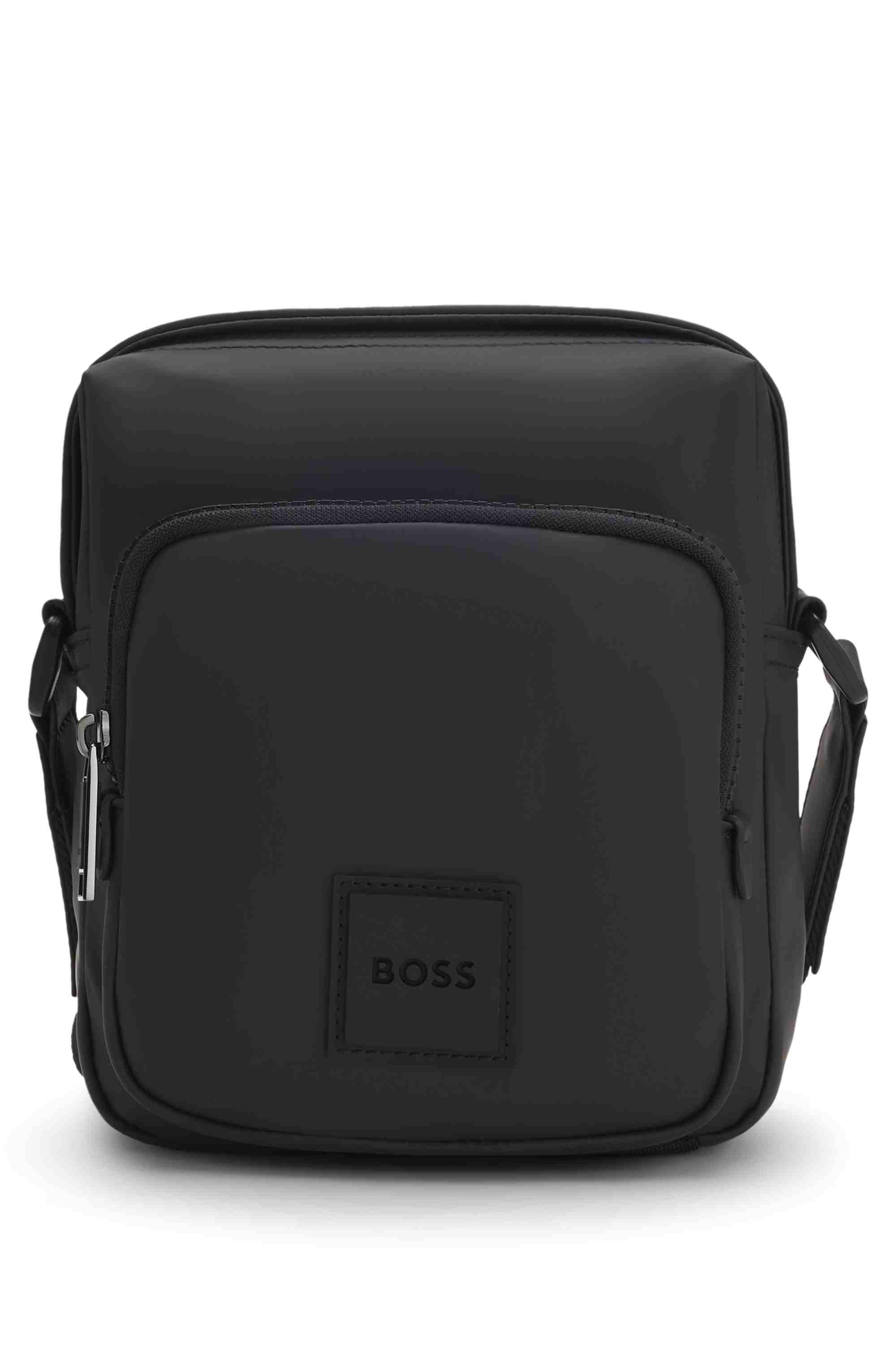 Coated fabric reporter bag with logo patch