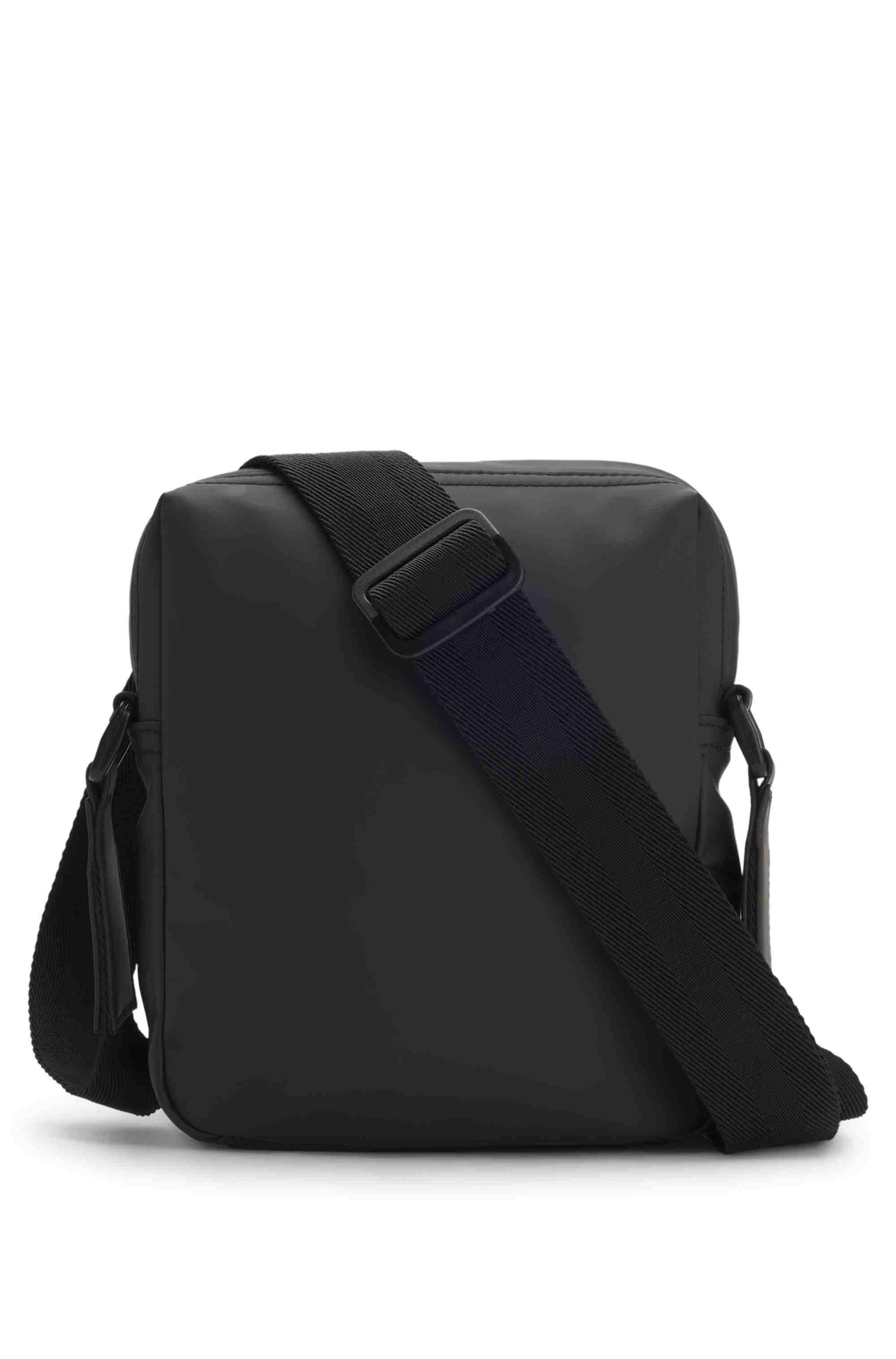 Coated fabric reporter bag with logo patch