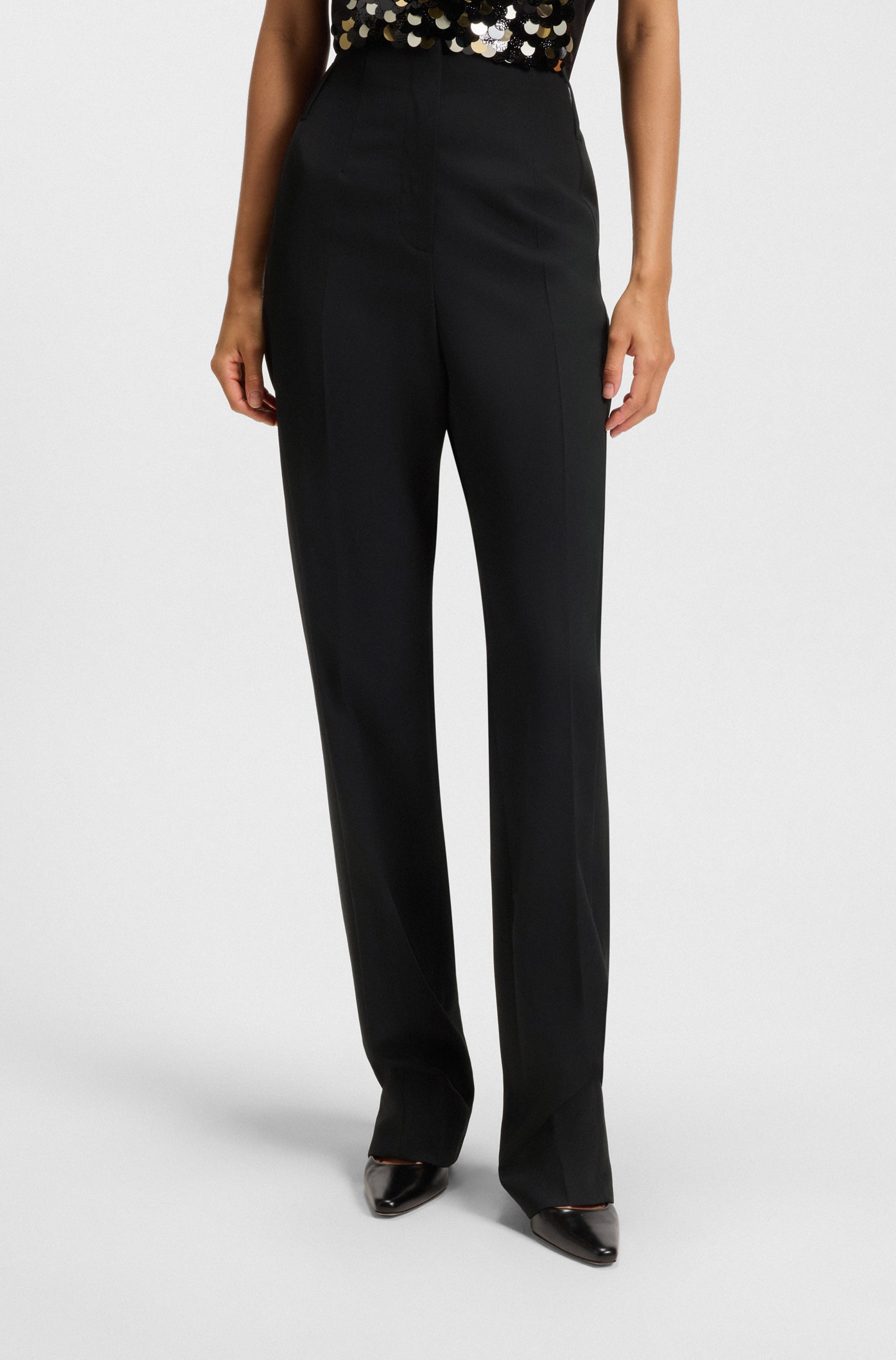 Regular-fit tuxedo trousers in virgin-wool twill