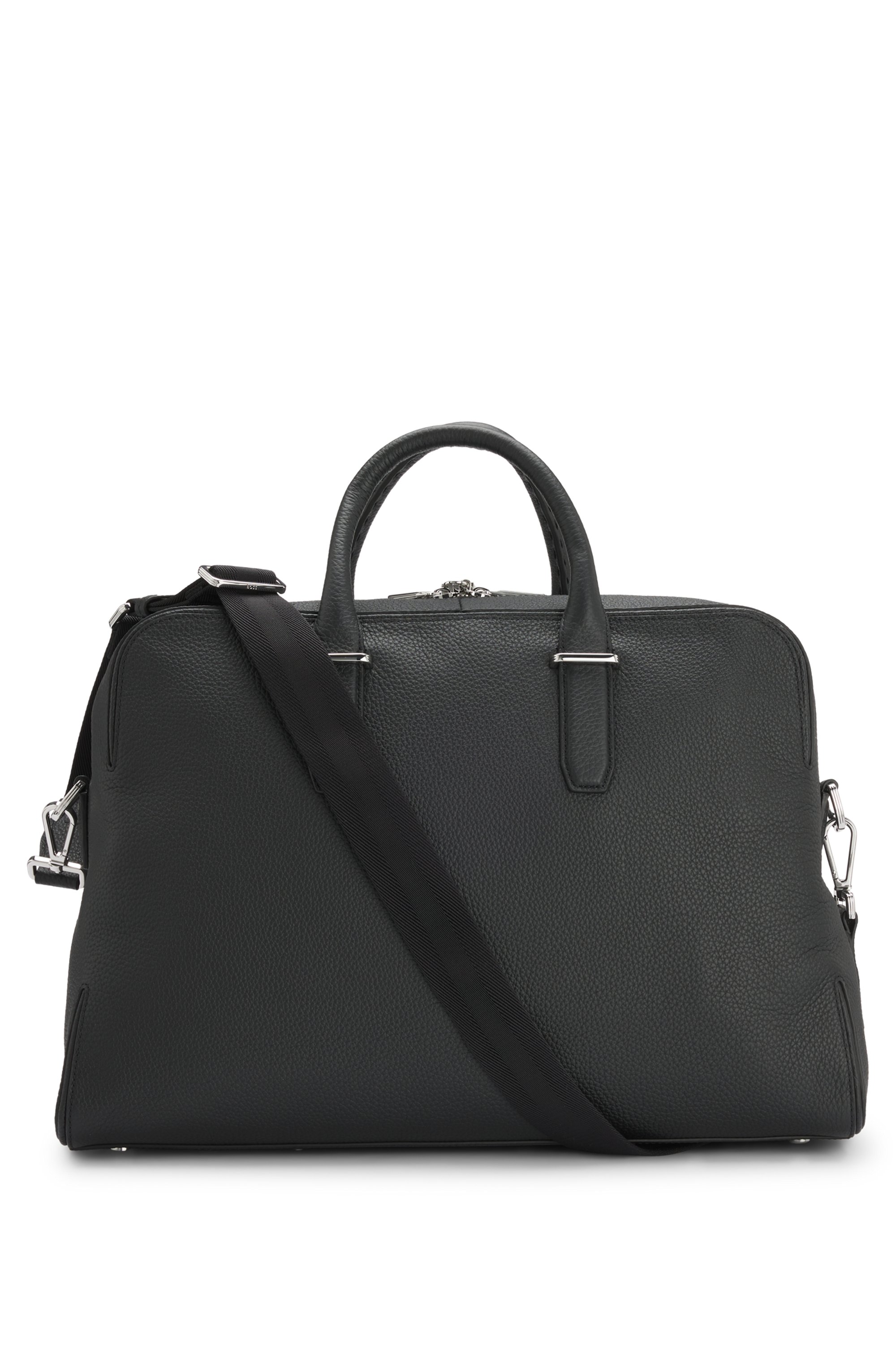 Grained-leather holdall with detachable key holder