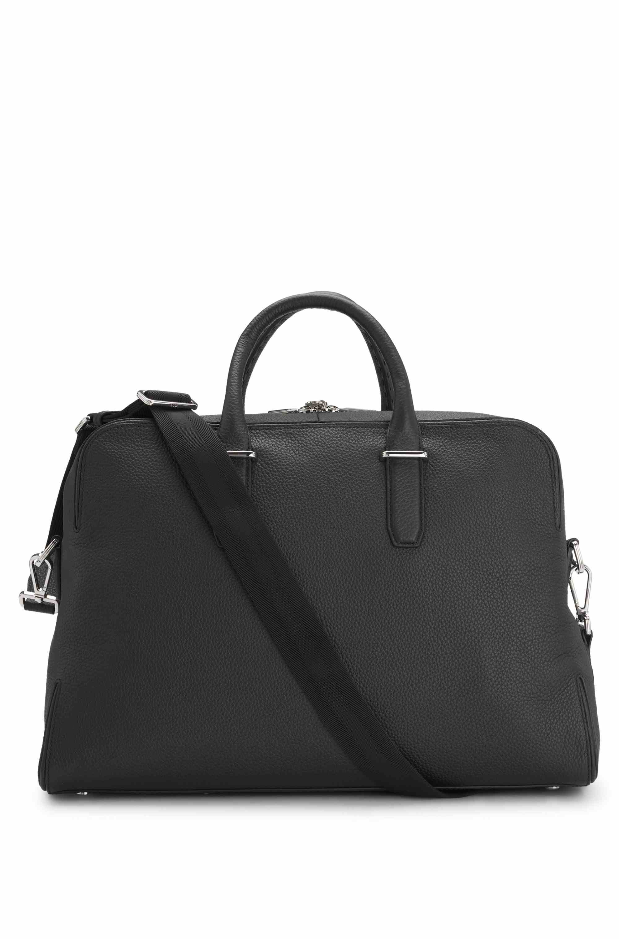 Grained-leather holdall with embossed logo