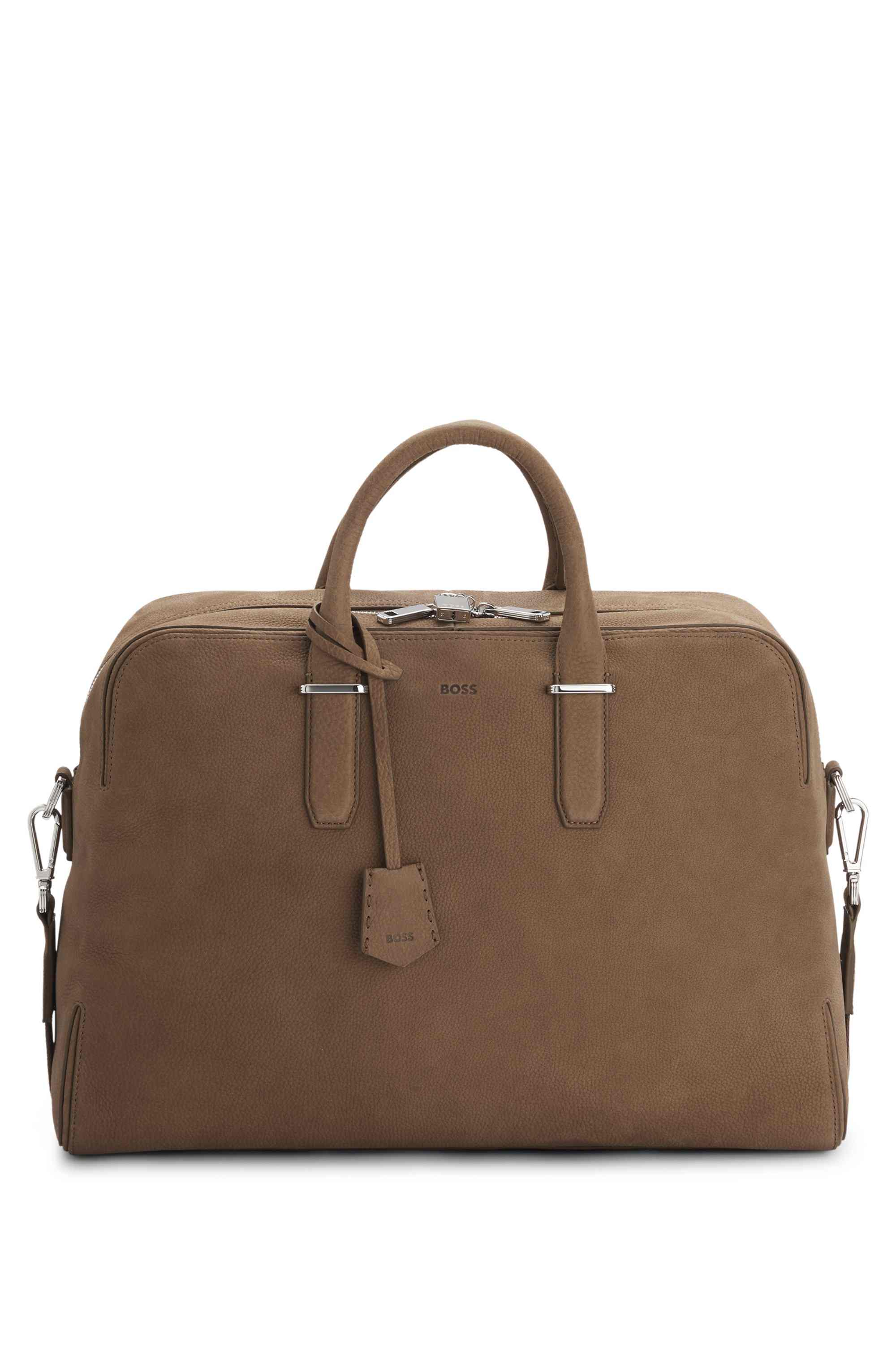 Grained-leather holdall with embossed logo