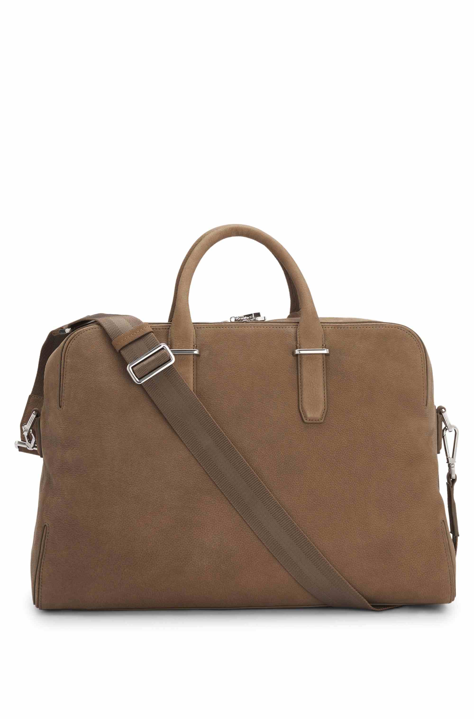 Grained-leather holdall with embossed logo