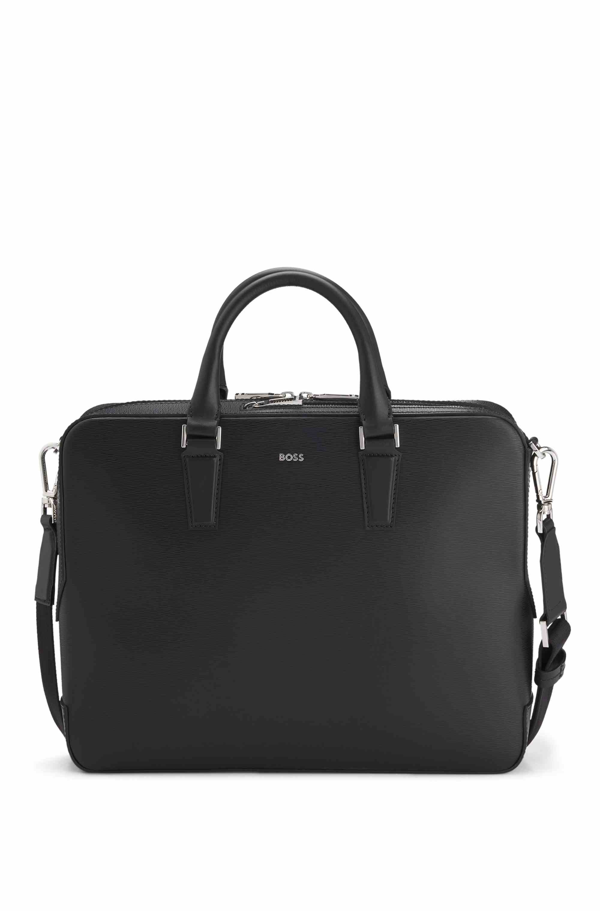 Leather document case with logo lettering