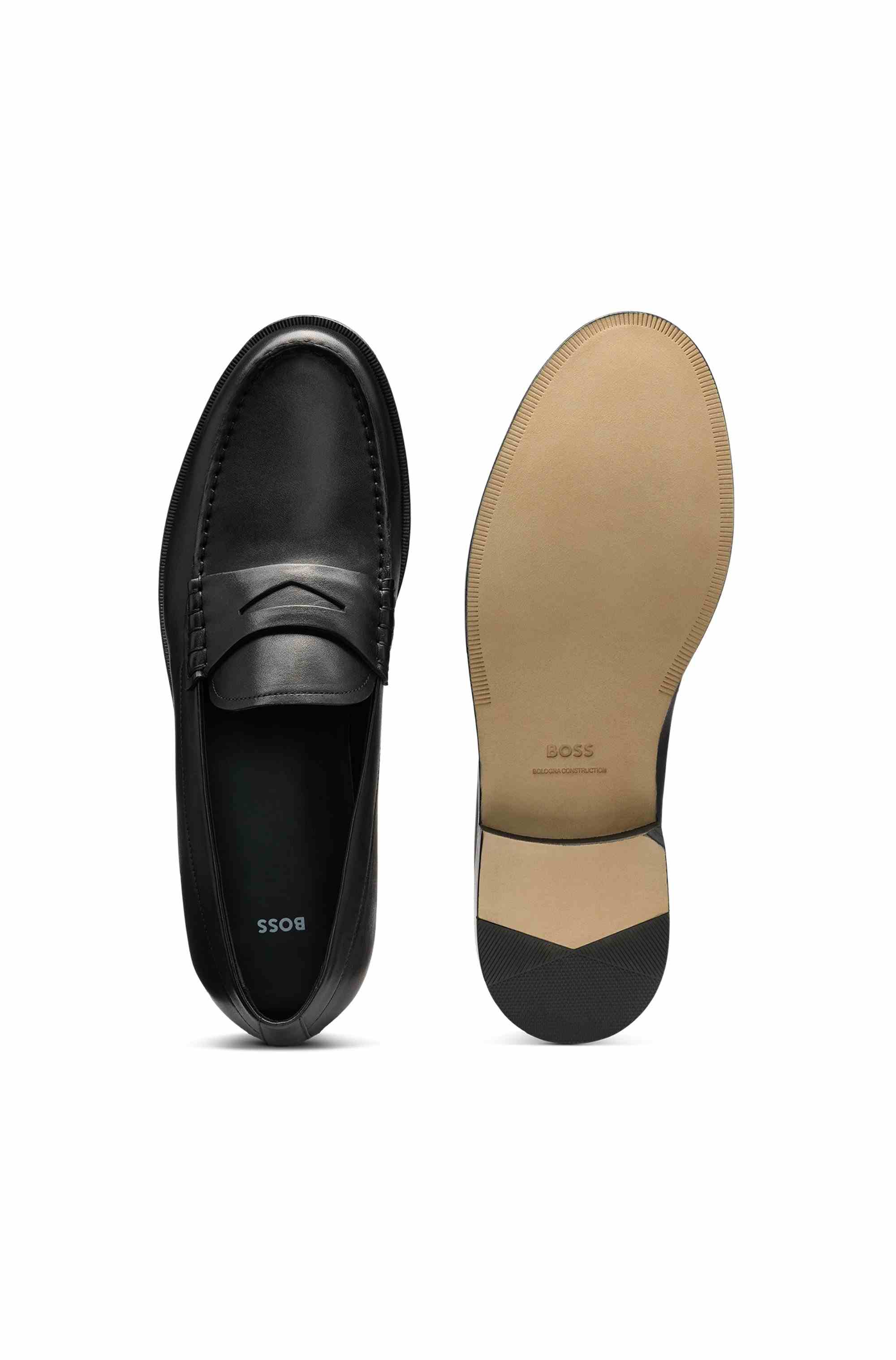 Loafers in smooth leather with penny trim