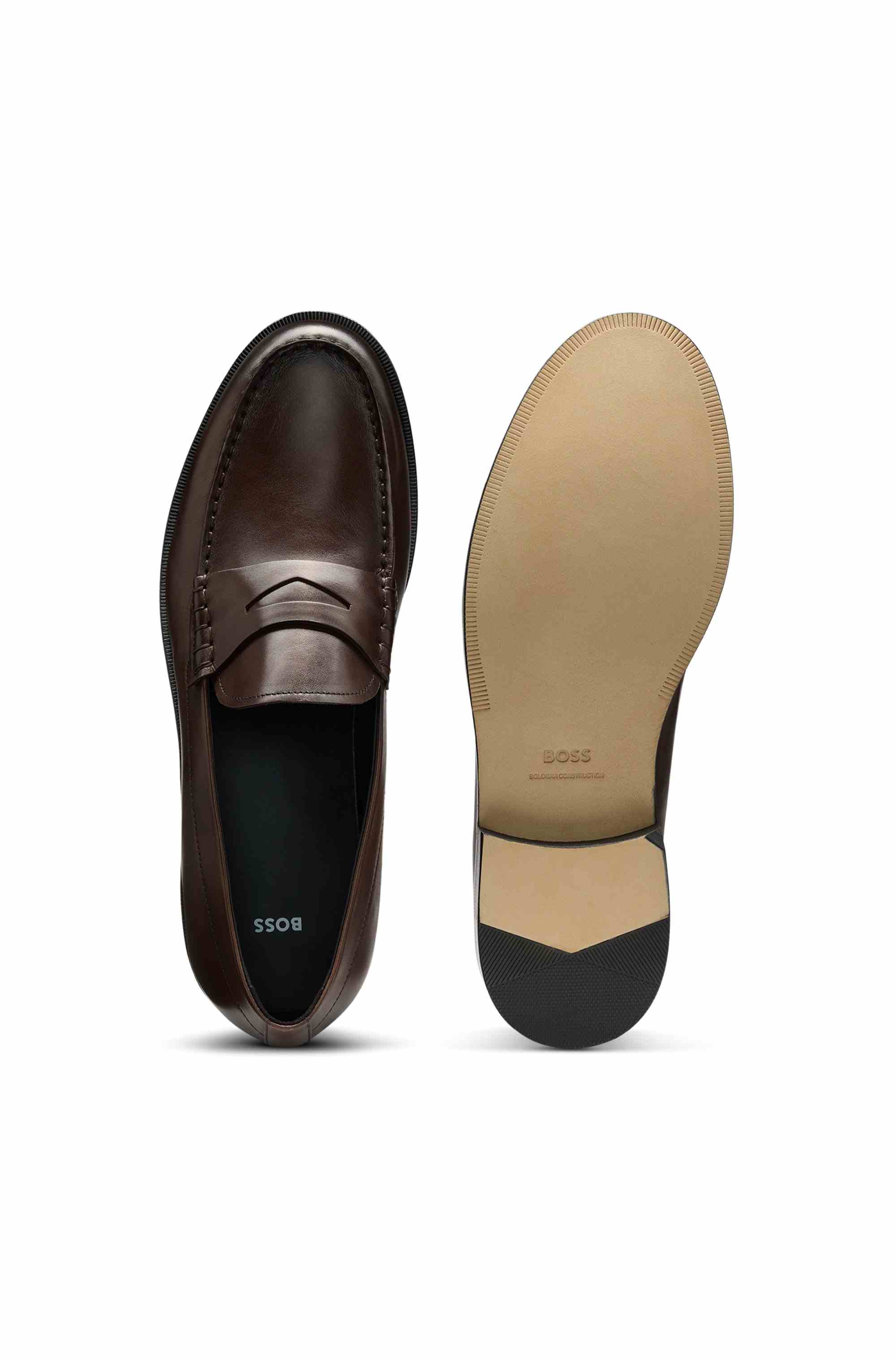 Loafers in smooth leather with penny trim