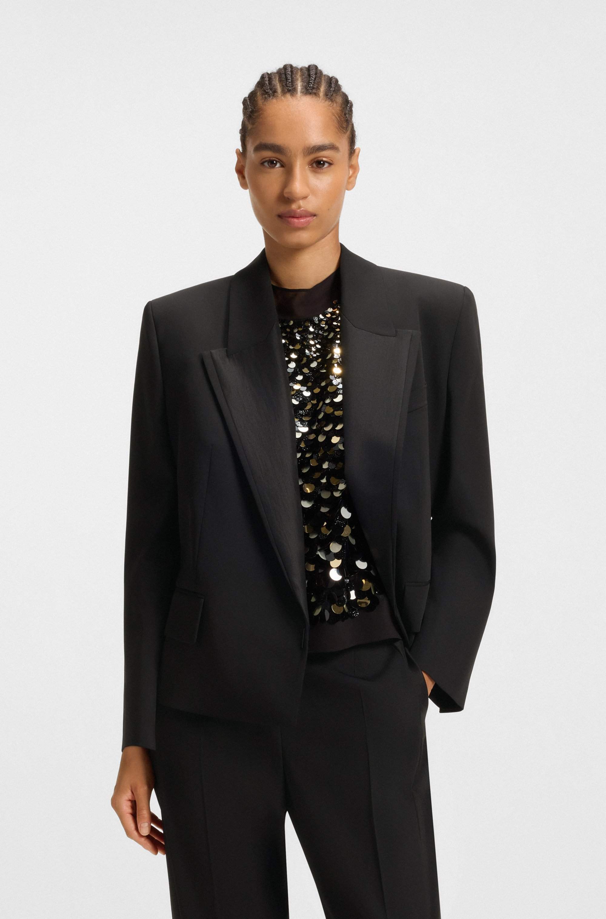 Relaxed-fit tuxedo blazer in virgin-wool twill