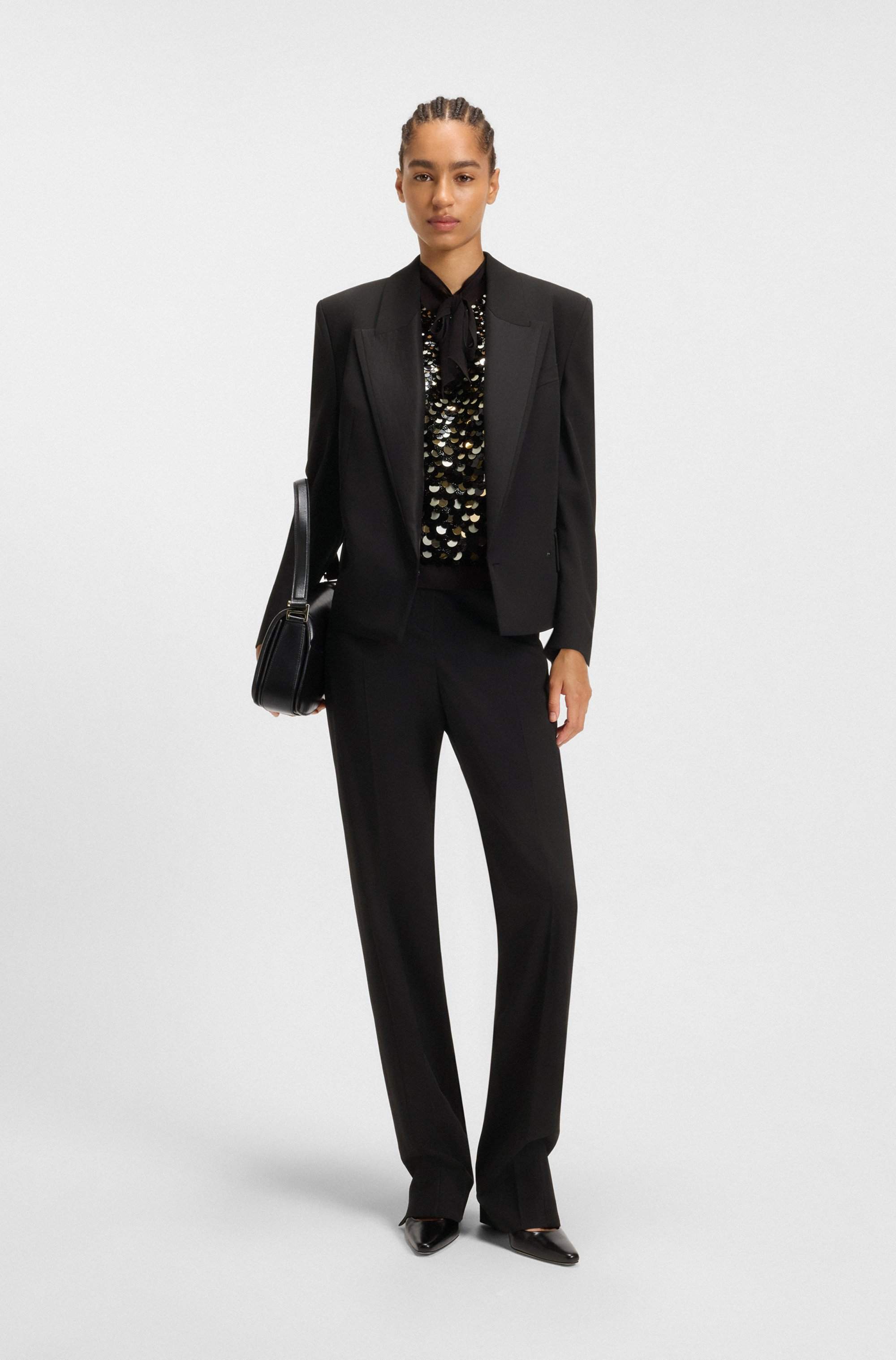 Relaxed-fit tuxedo blazer in virgin-wool twill