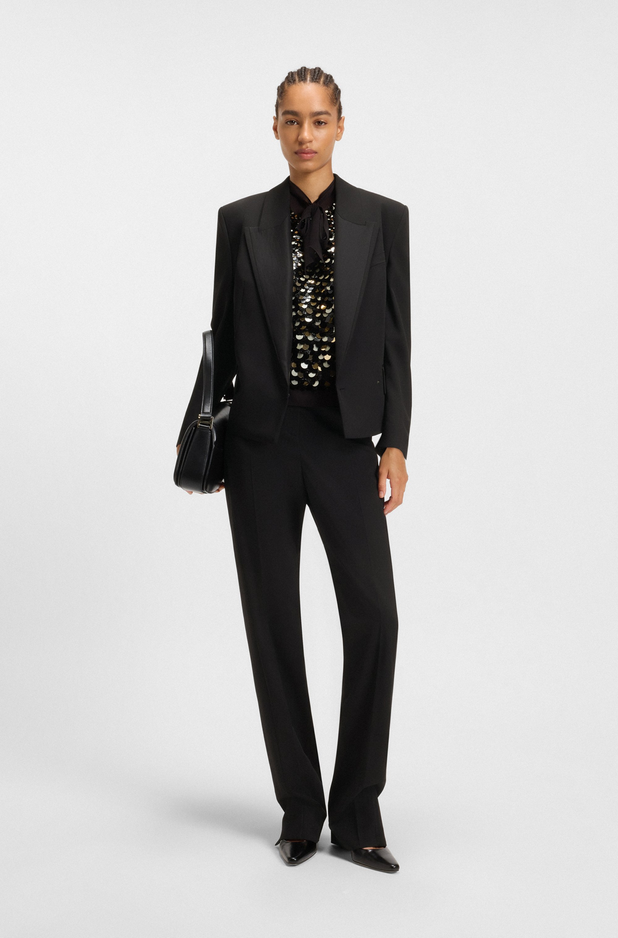 Relaxed-fit tuxedo blazer in virgin-wool twill