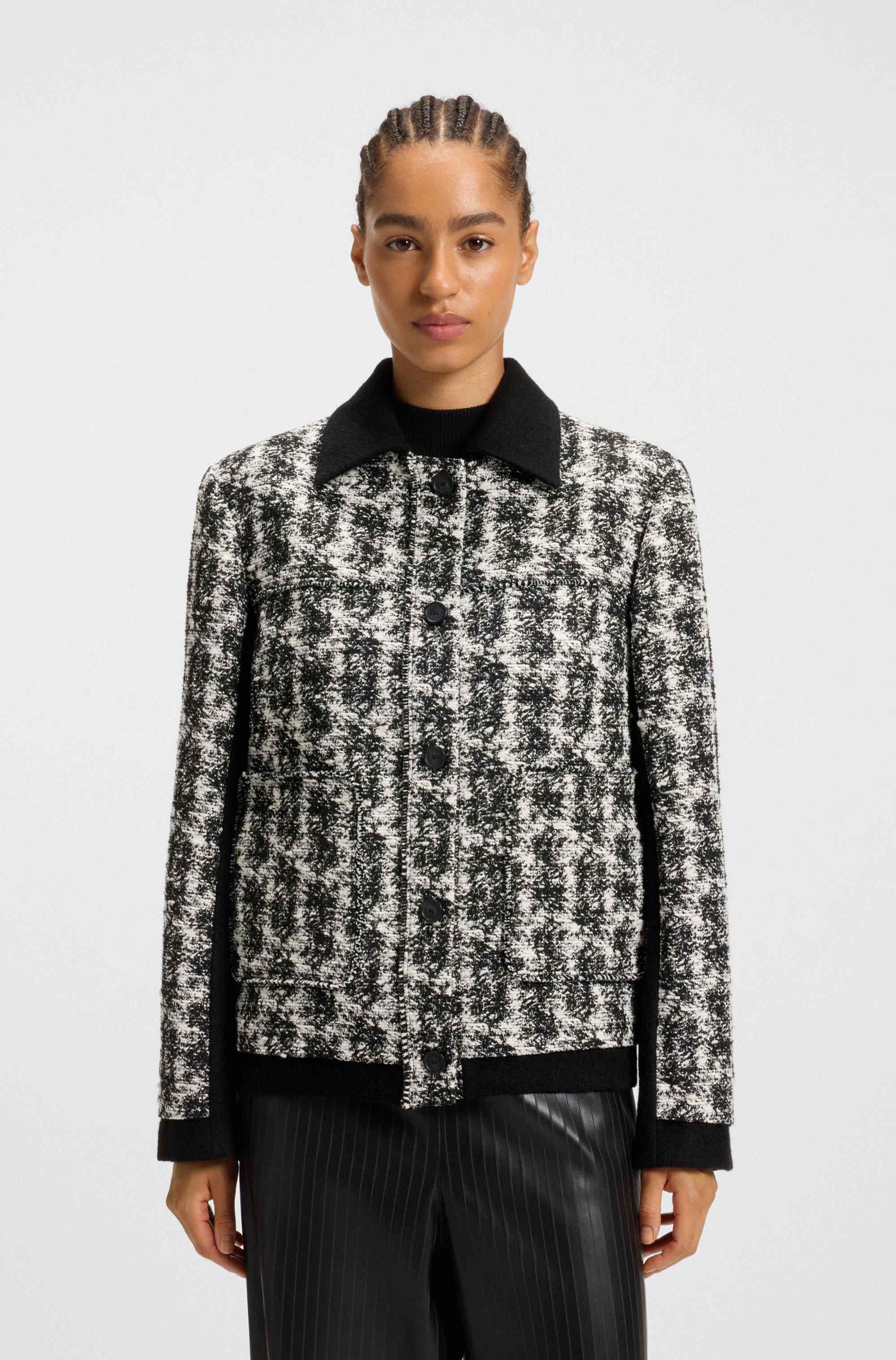 Regular-fit jacket in patterned feather tweed