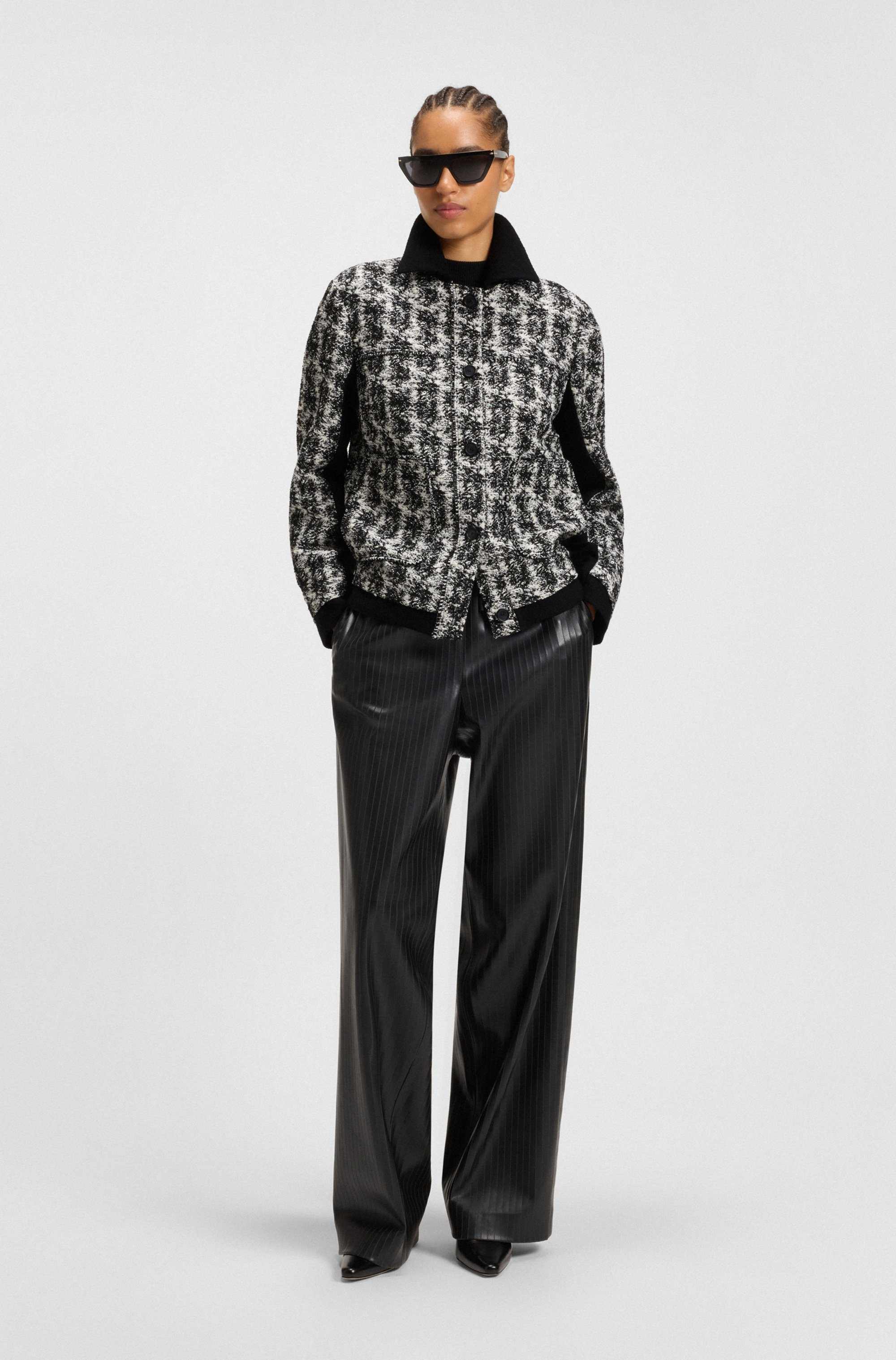 Regular-fit jacket in patterned feather tweed