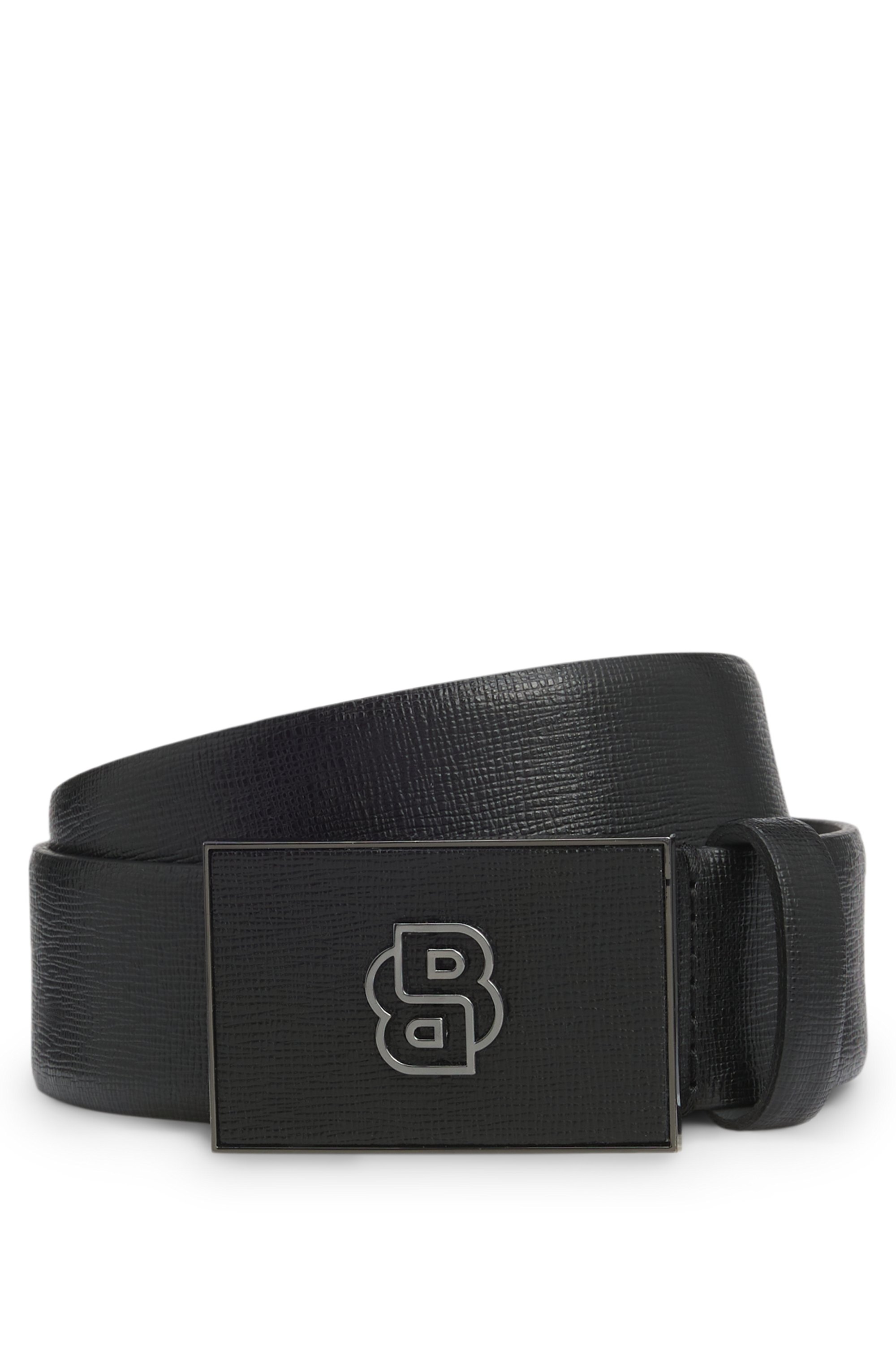 Italian-leather belt with Double B monogram buckle