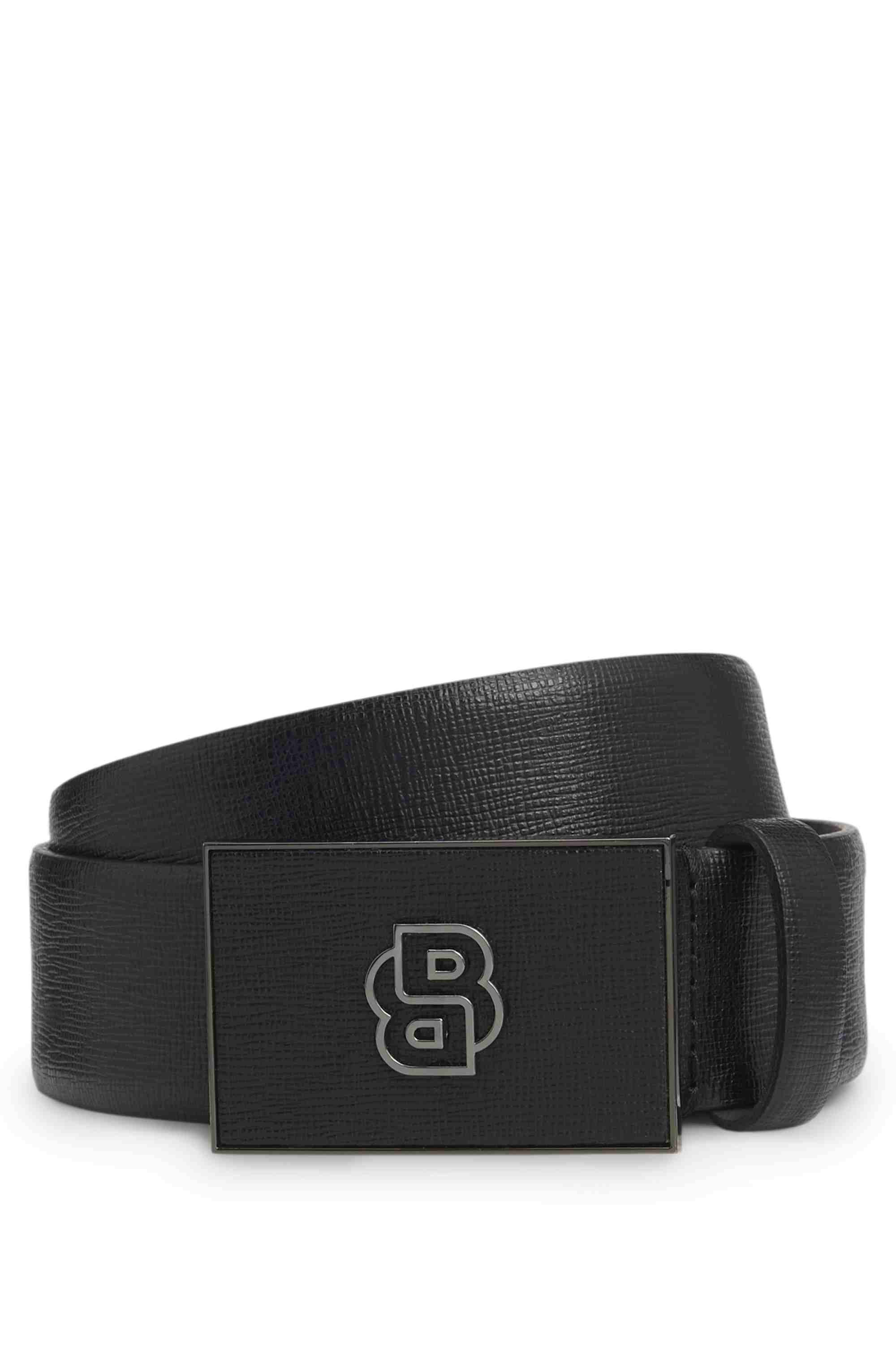 Italian-leather belt with Double B monogram buckle