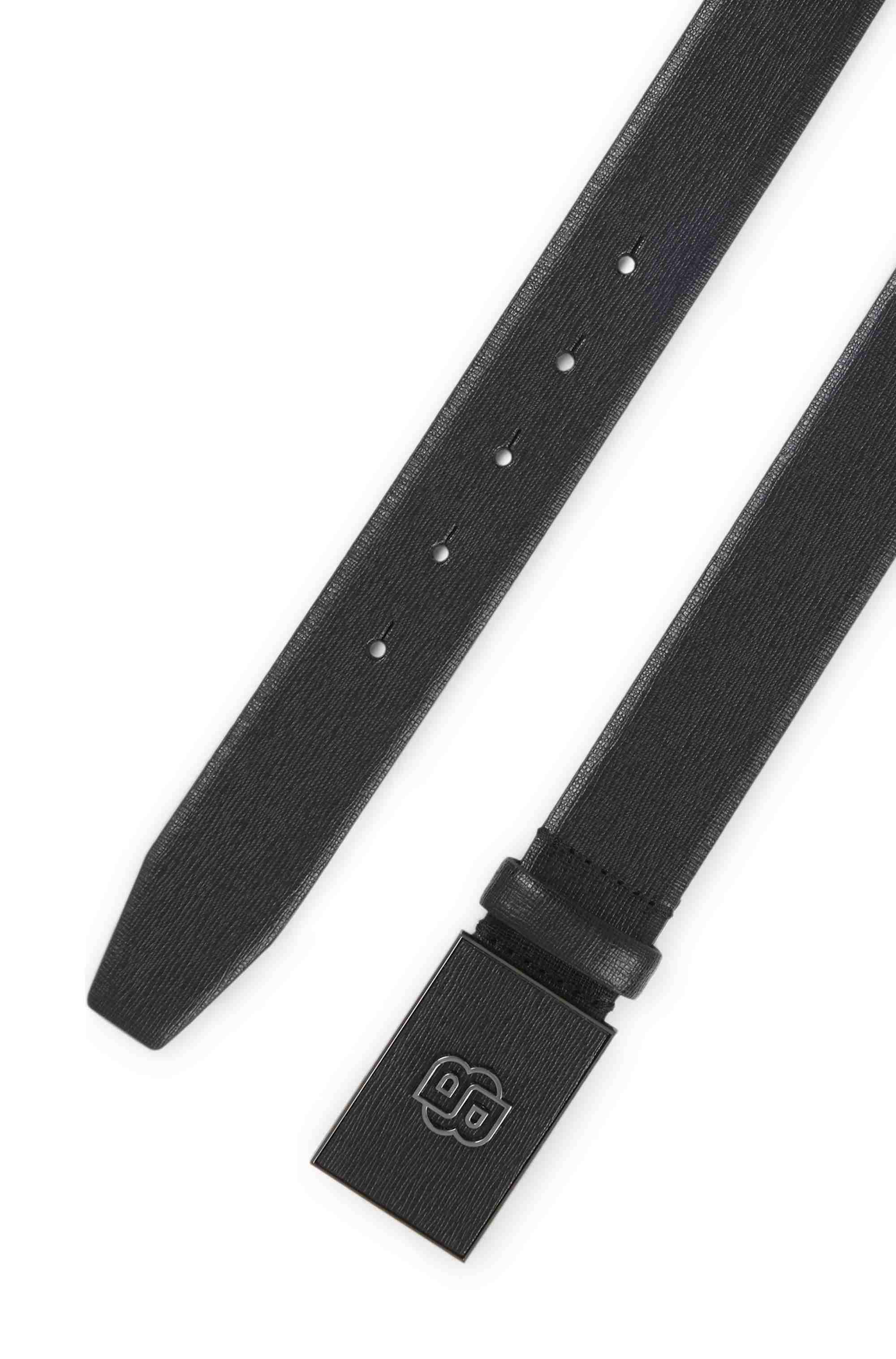 Italian-leather belt with Double B monogram buckle