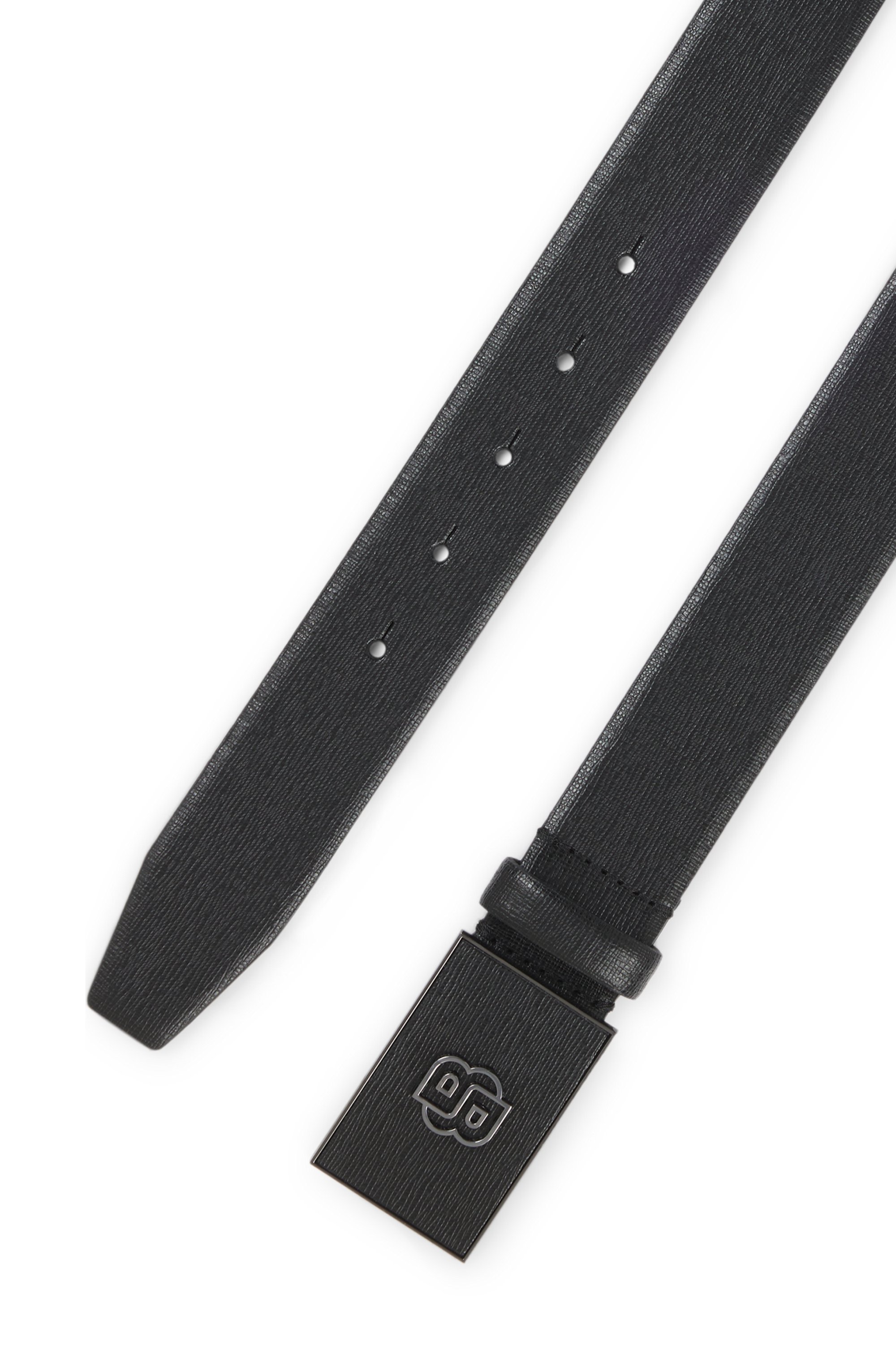 Italian-leather belt with Double B monogram buckle